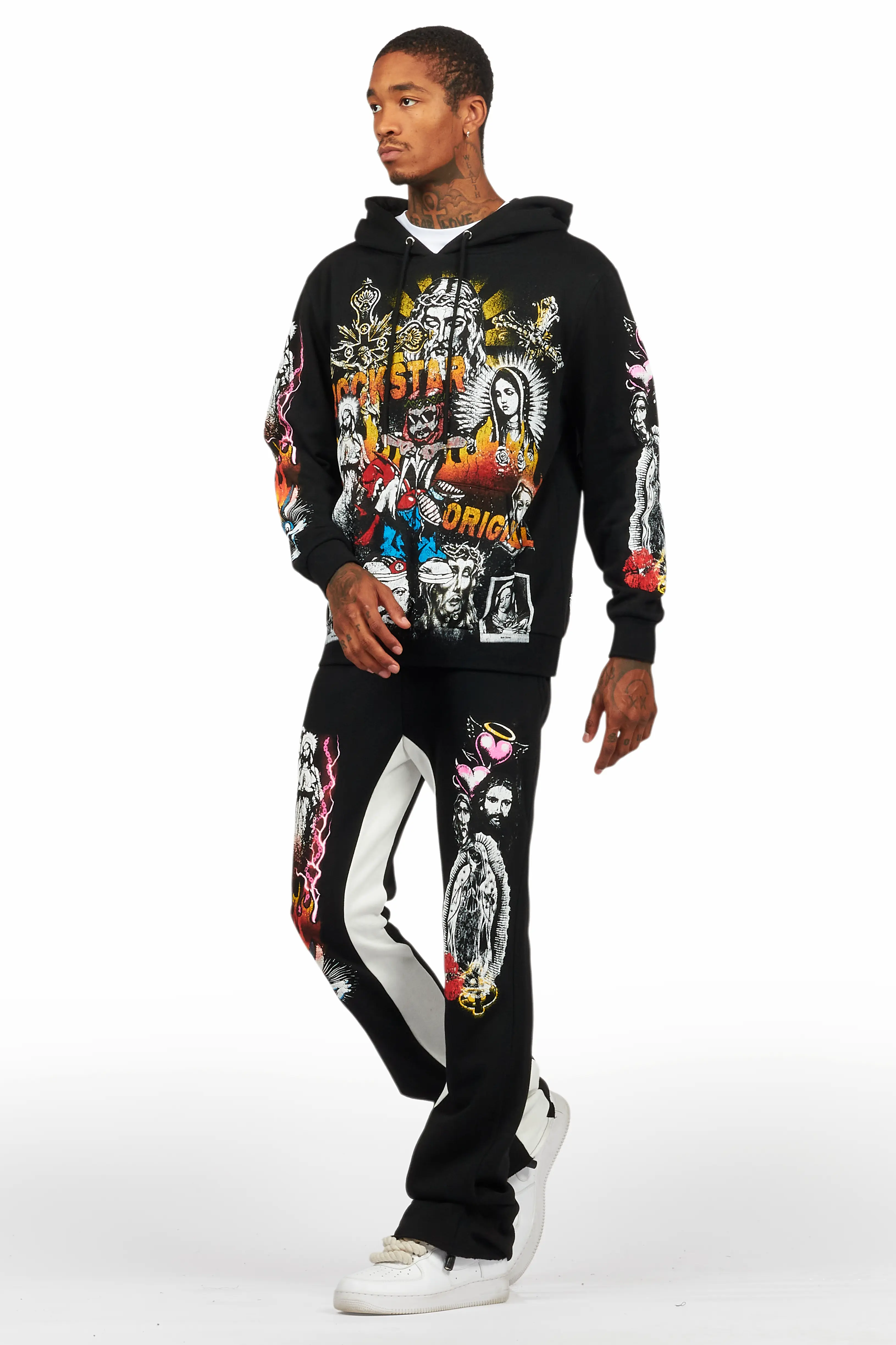 Santos Black Hoodie/Baggy Track Pant Set - Image 5
