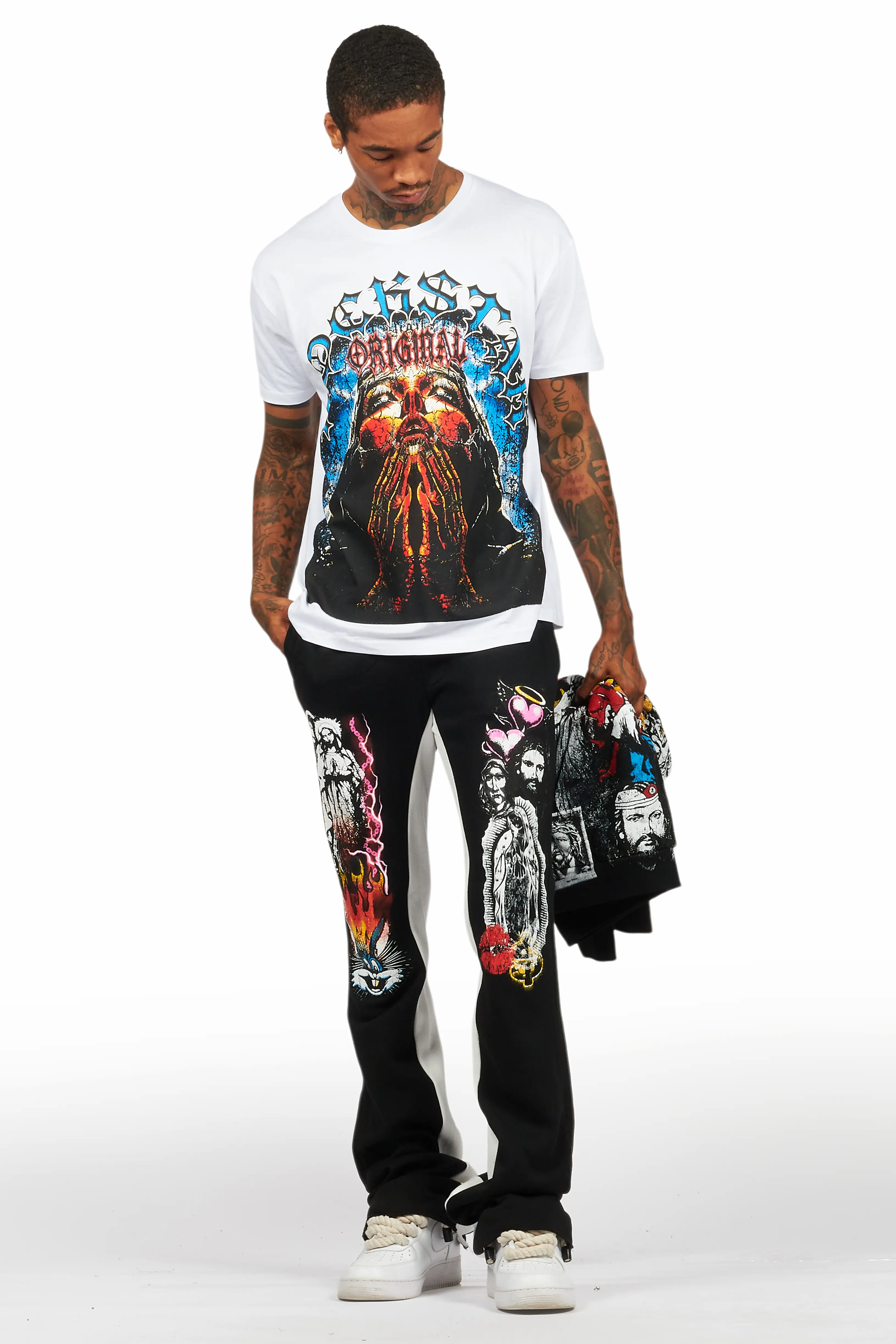 Santos Black Hoodie/Baggy Track Pant Set - Image 7