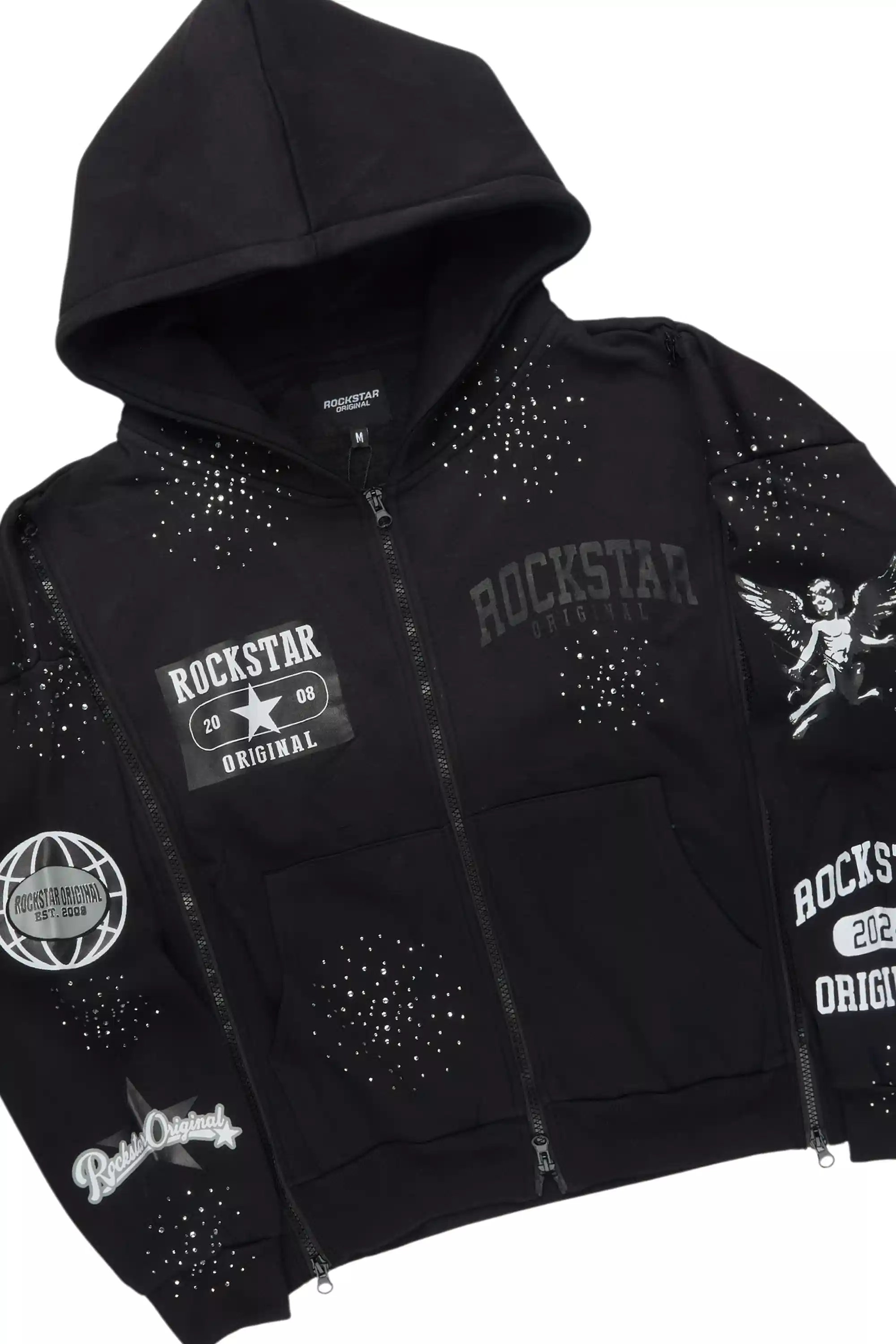 Gutta Black Rhinestone Hoodie Relaxed Track Set - Image 9