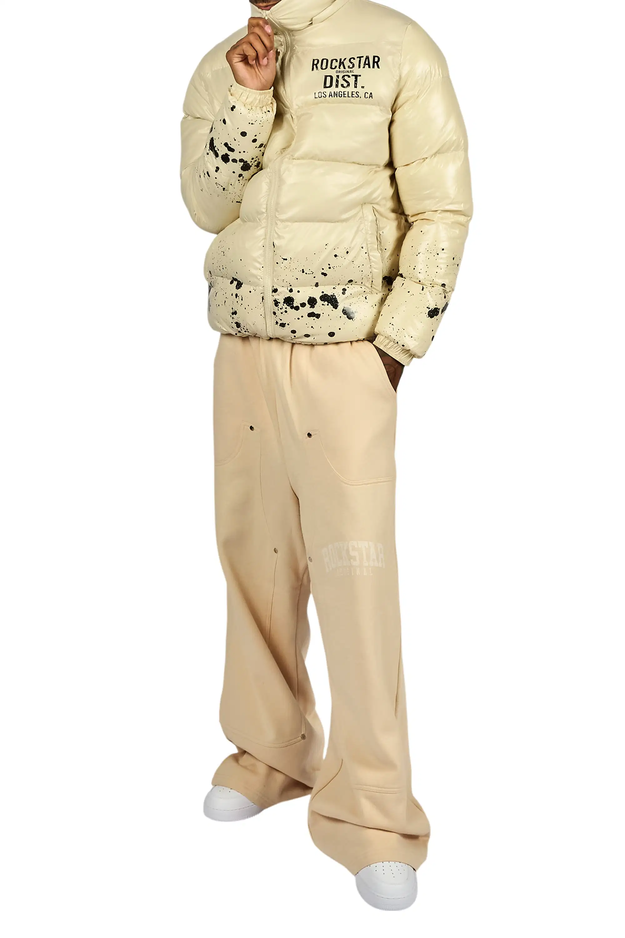 Warrior Beige Hoodie Baggy Fit Pant Track Set - Image 8