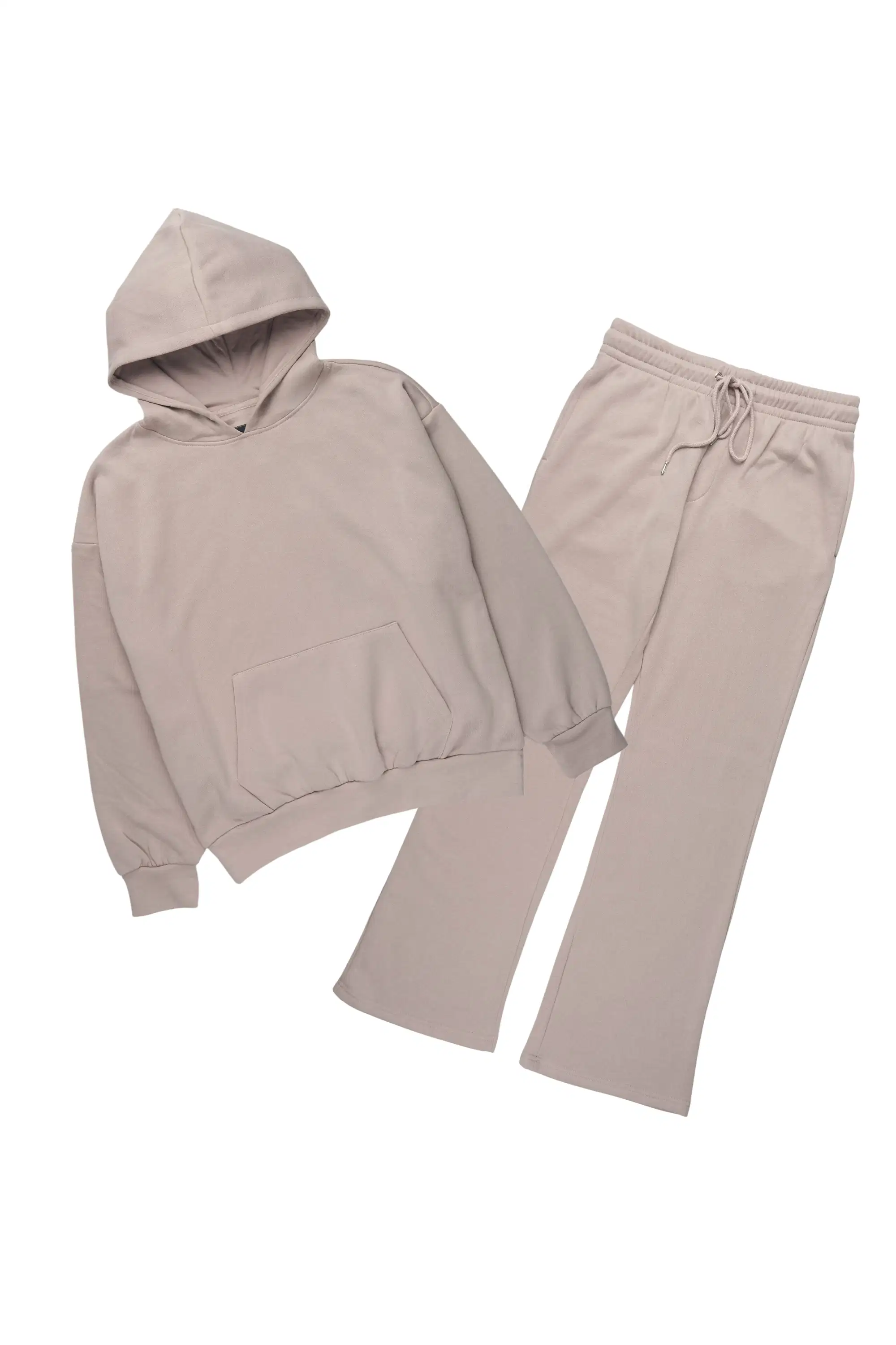 Basic Taupe Hoodie Relaxed Track Set