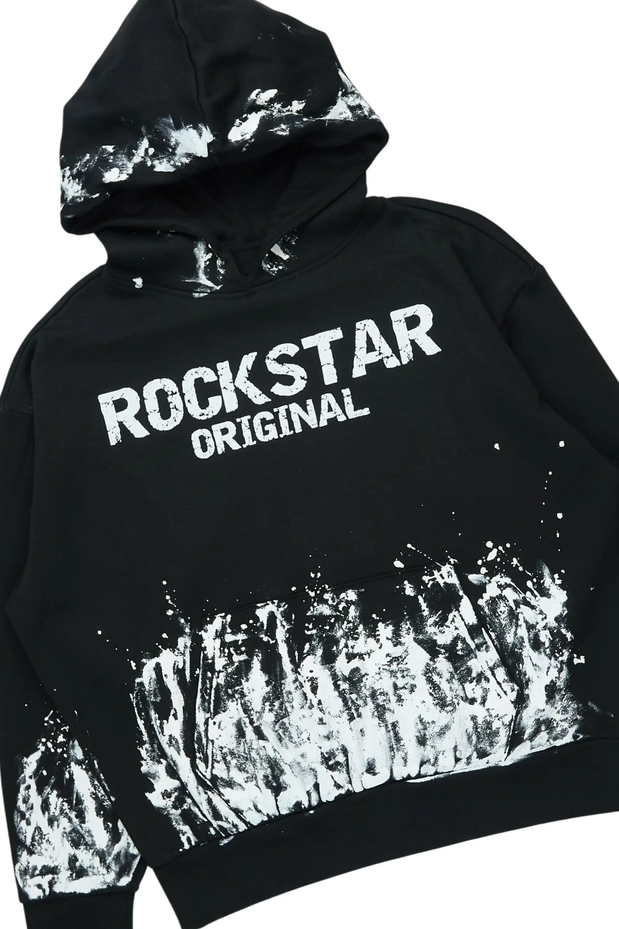 Hukon Black/White Hoodie Relaxed Track Set - Image 6