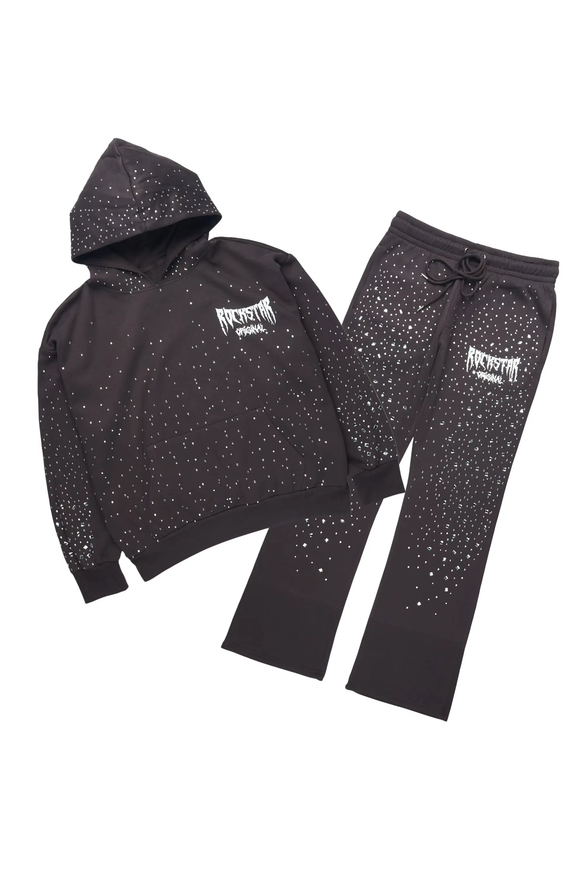 Twinkle Iron/Clear Rhinestone Hoodie Relaxed Track Set - Image 2