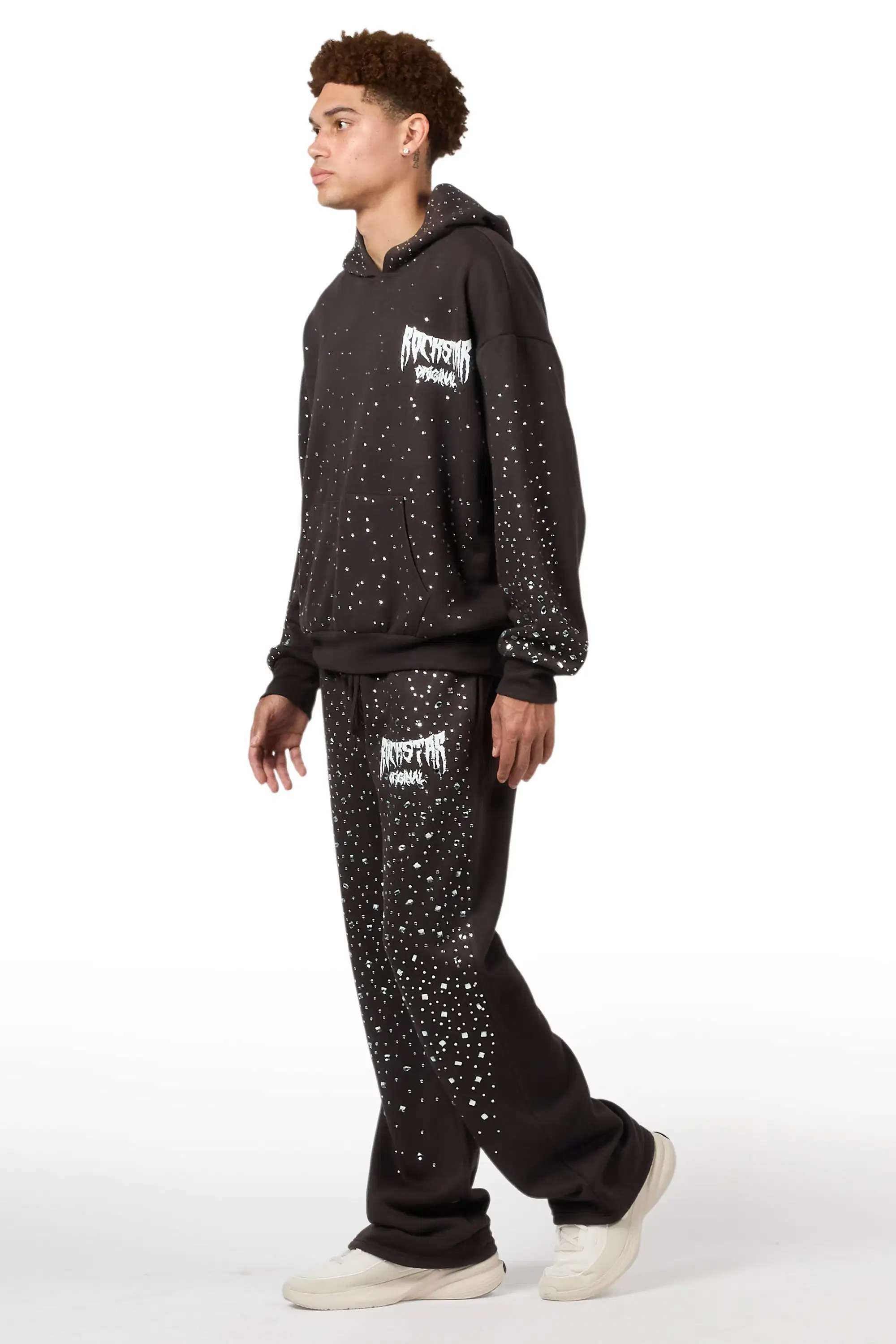 Twinkle Iron/Clear Rhinestone Hoodie Relaxed Track Set - Image 6