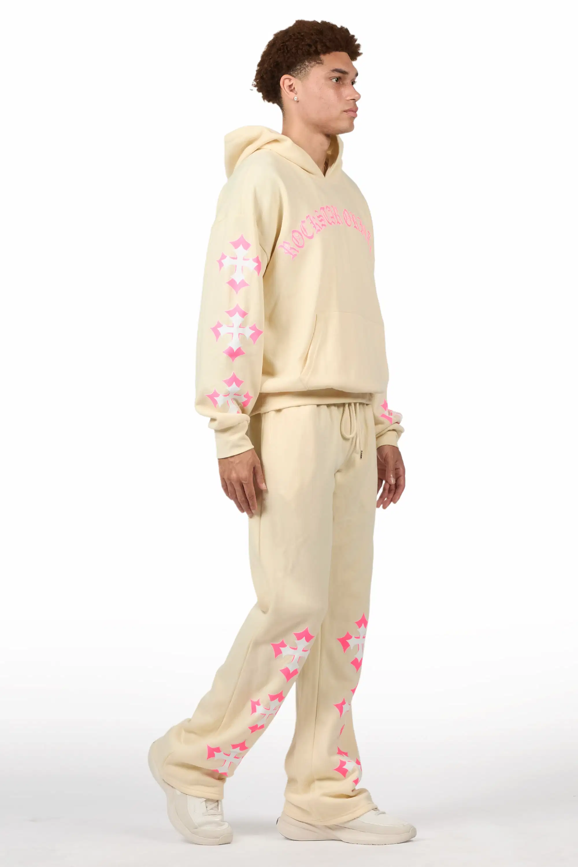 Vano Sand/Pink Hoodie Relaxed Track Set - Image 3