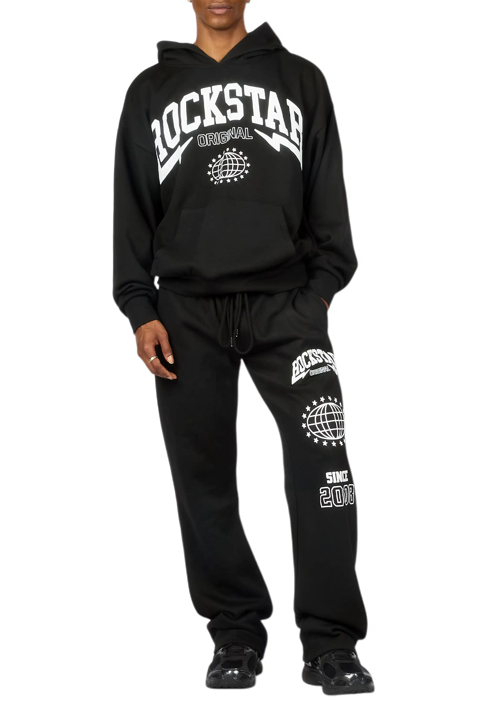 Stori Black/White Hoodie Relaxed Track Set - Image 10