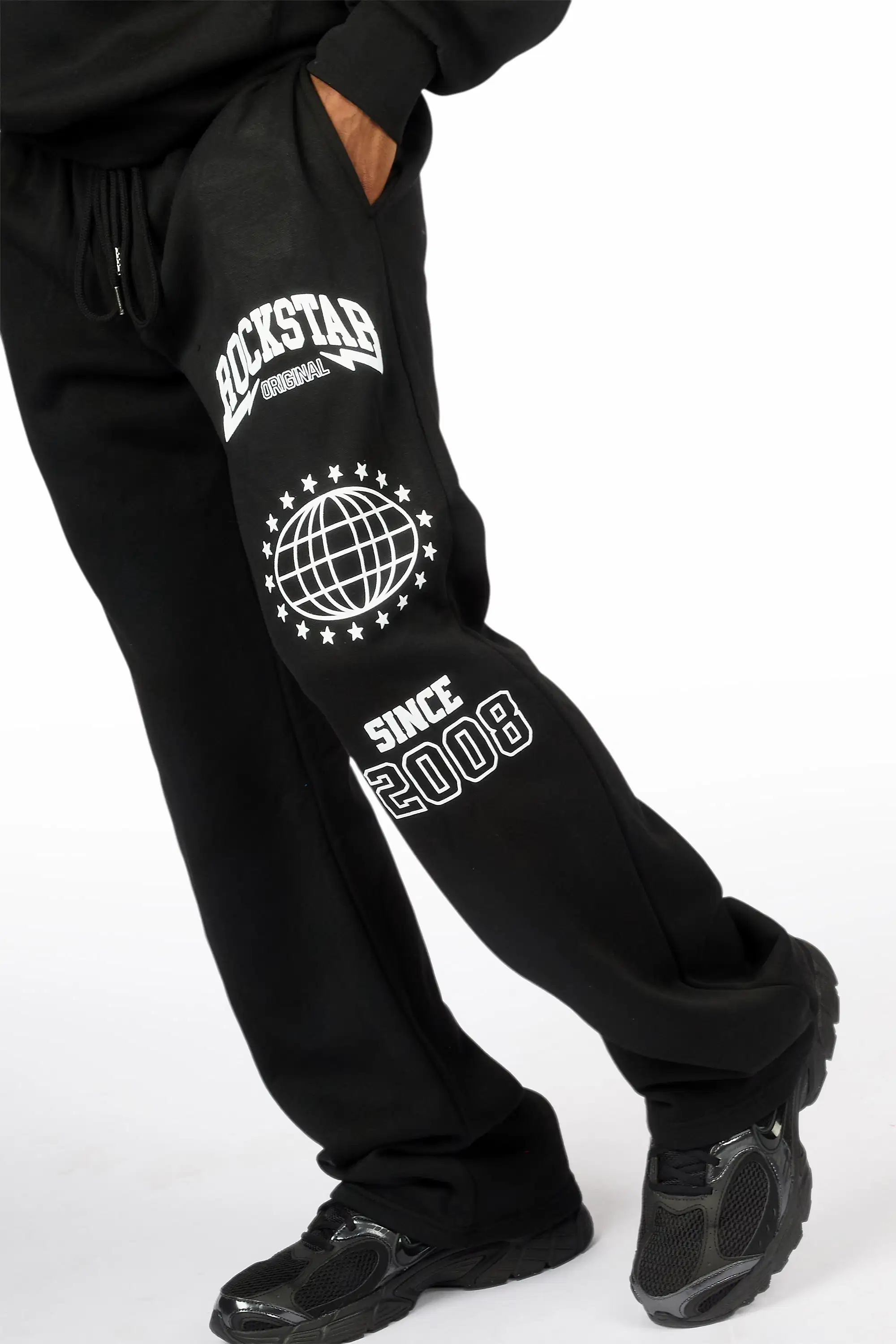 Stori Black/White Hoodie Relaxed Track Set - Image 5