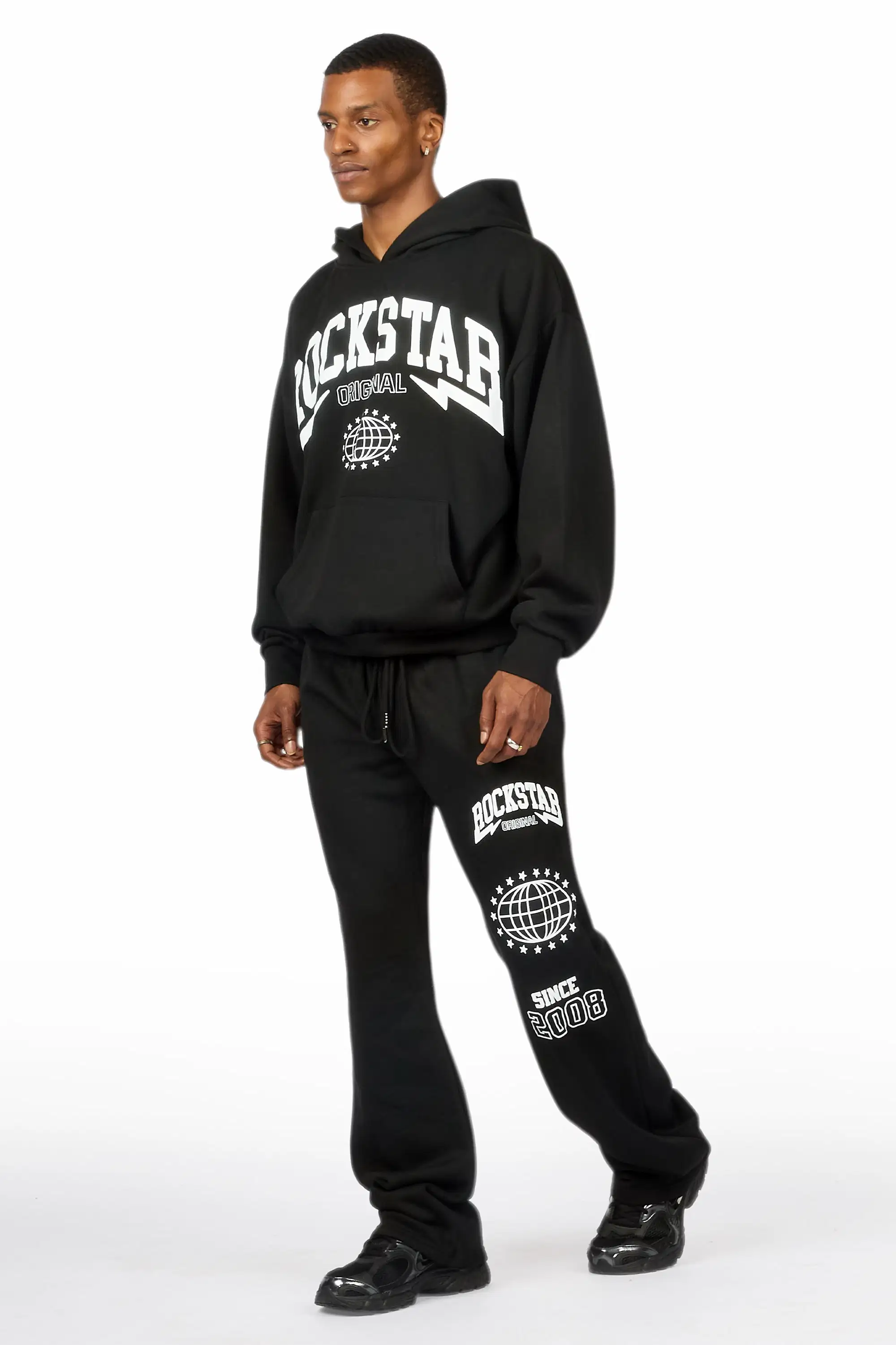 Stori Black/White Hoodie Relaxed Track Set - Image 9