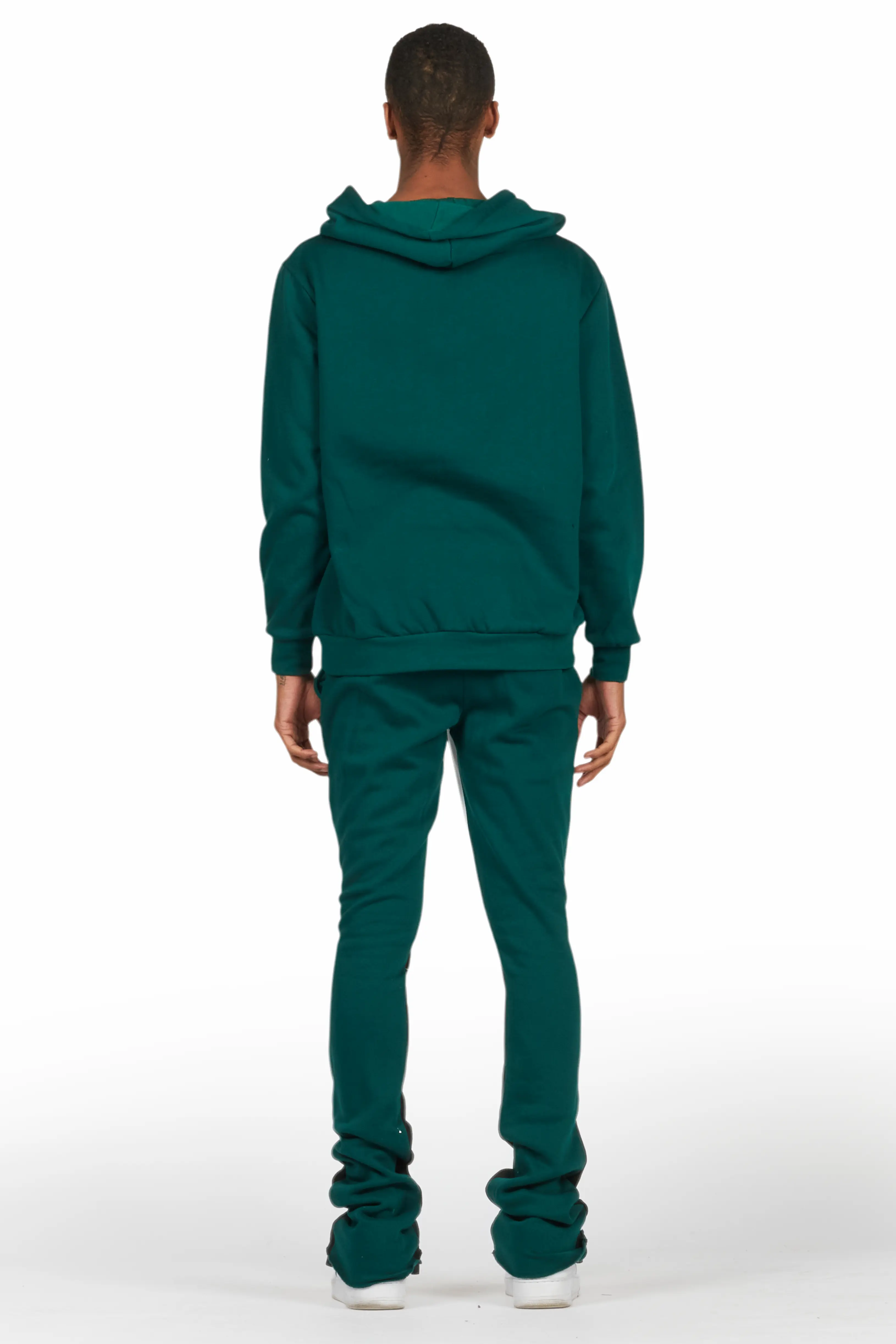 Raffer Dark Green Hoodie/Stacked Flare Pant Set - Image 4
