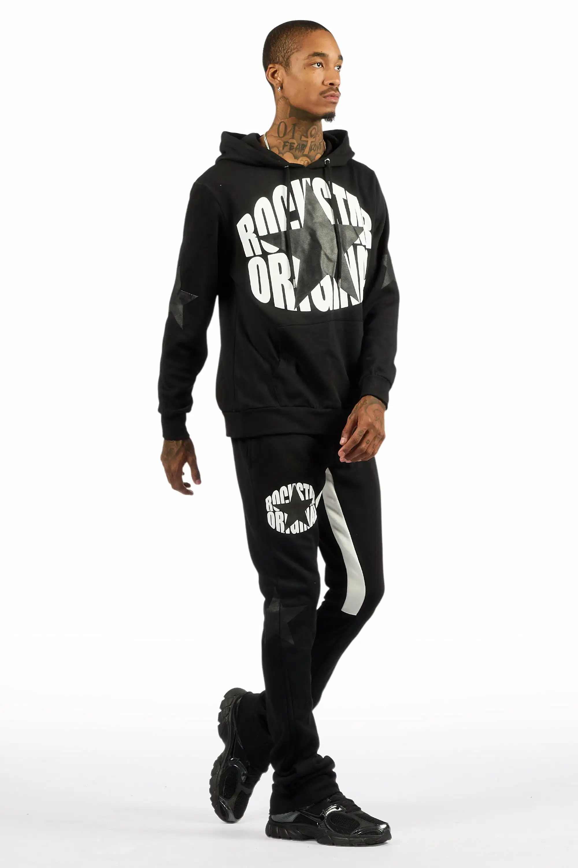 States Black/Black Hoodie Stacked Flare Track Set - Image 3