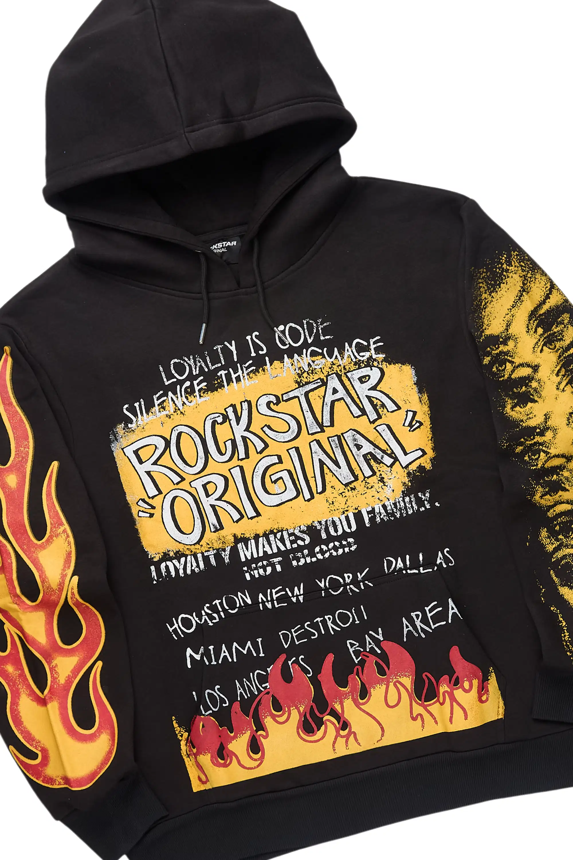 Beno Black Stacked Flare Hoodie Track Set - Image 2