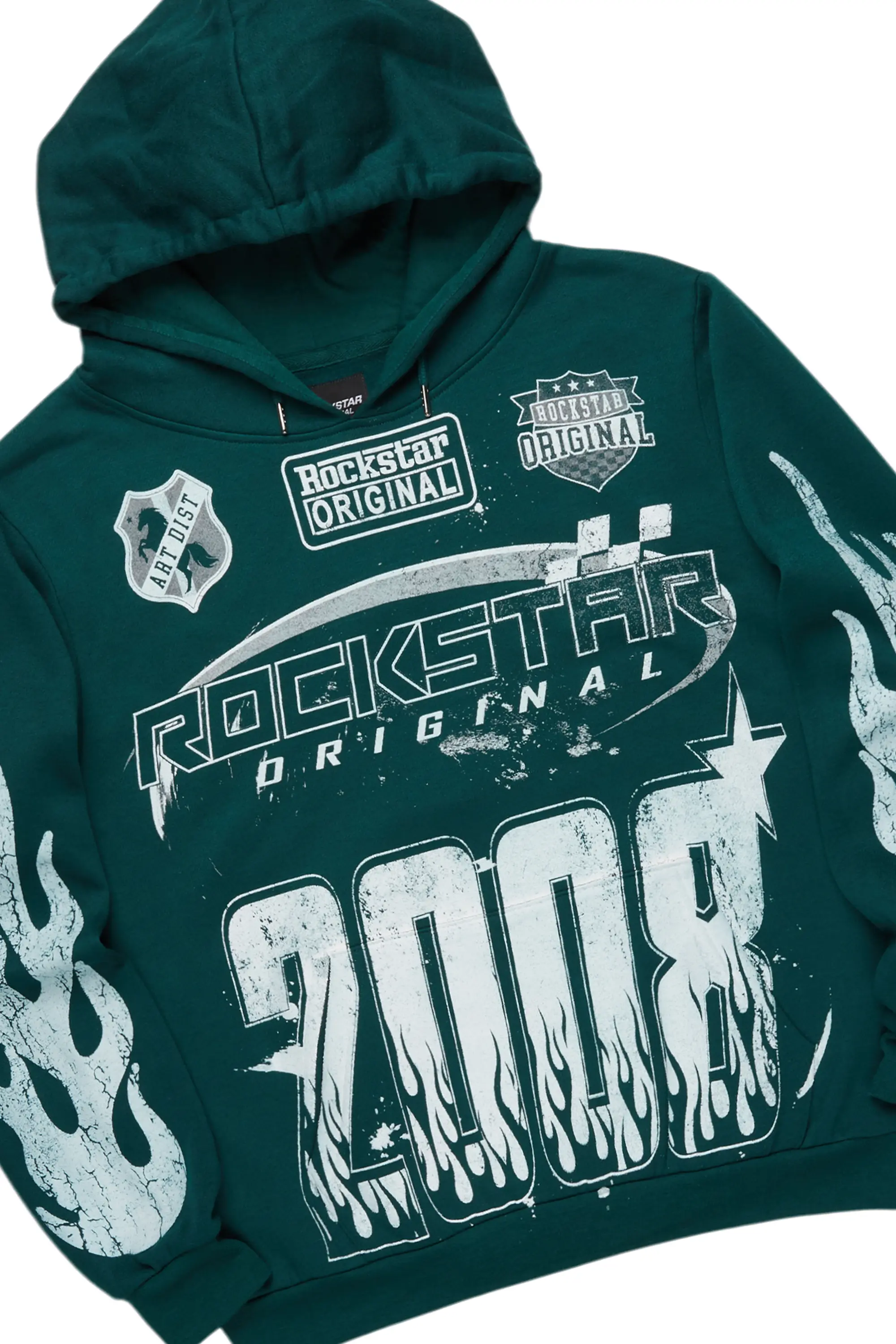 Amos Dark Green Stacked Flare Hoodie Track Set - Image 8
