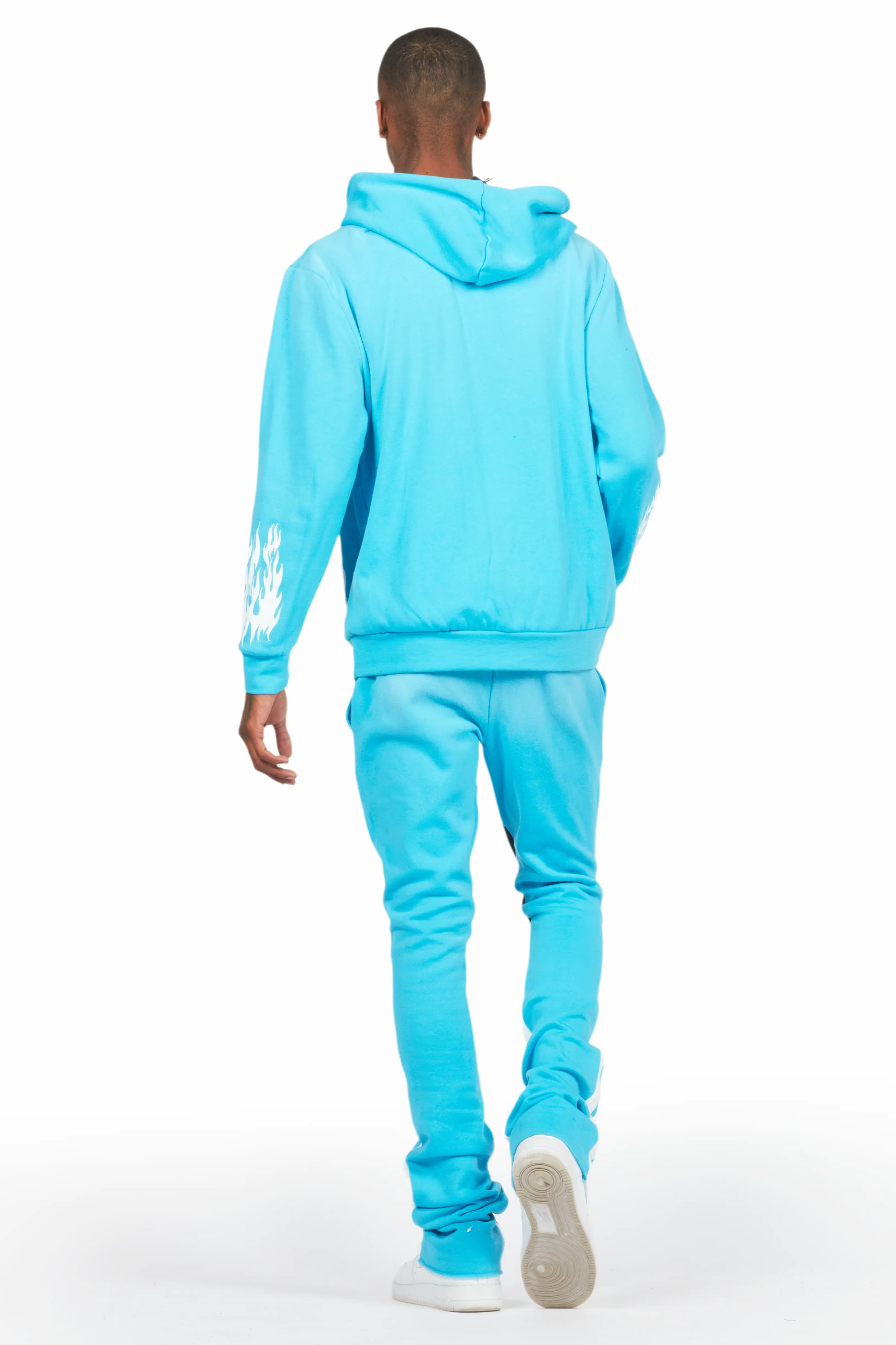 Bubble Blue Stacked Flare Hoodie Track Set - Image 4