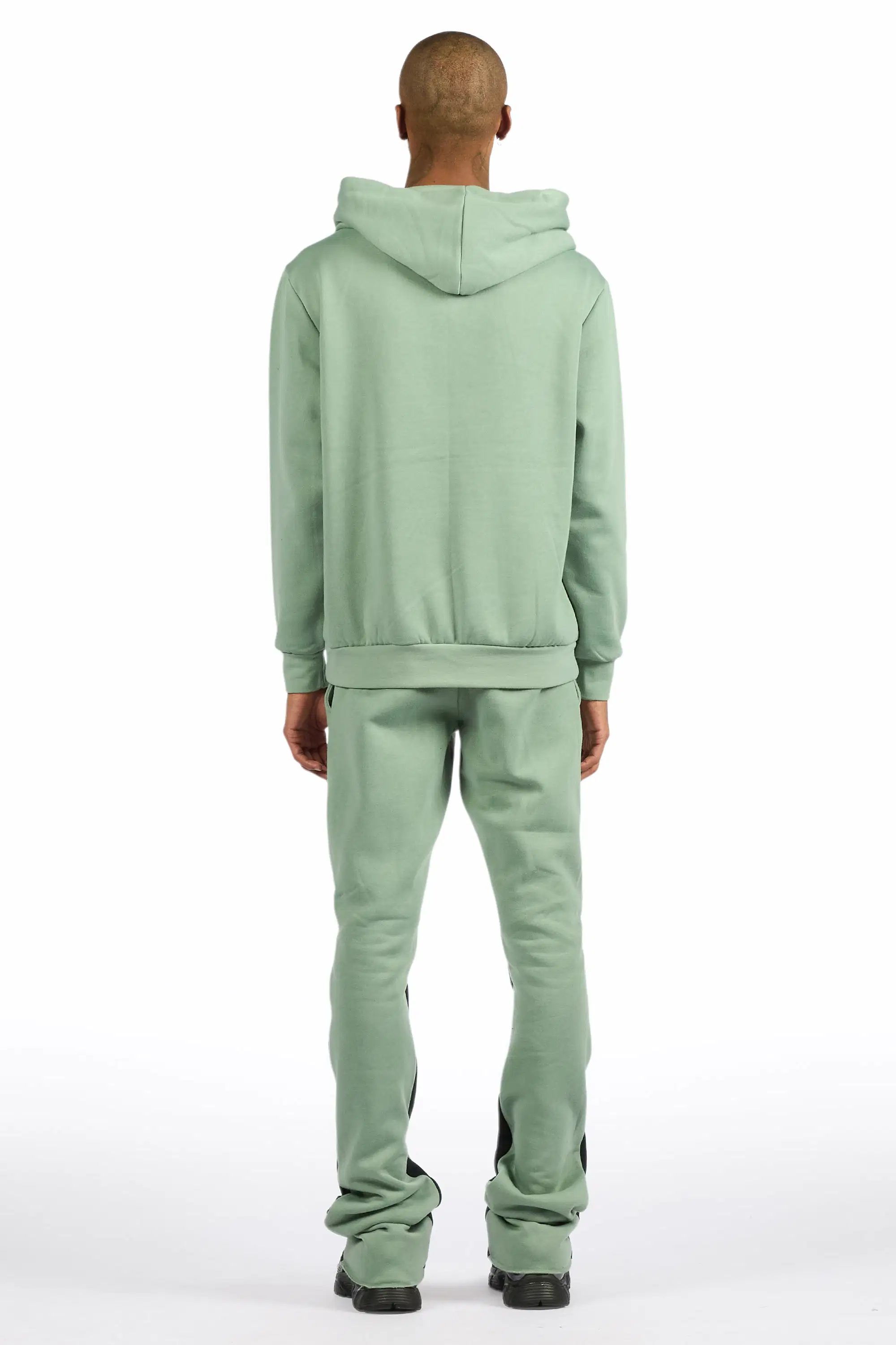Basic Sage/Black Hoodie/Stacked Flare Track Set - Image 4