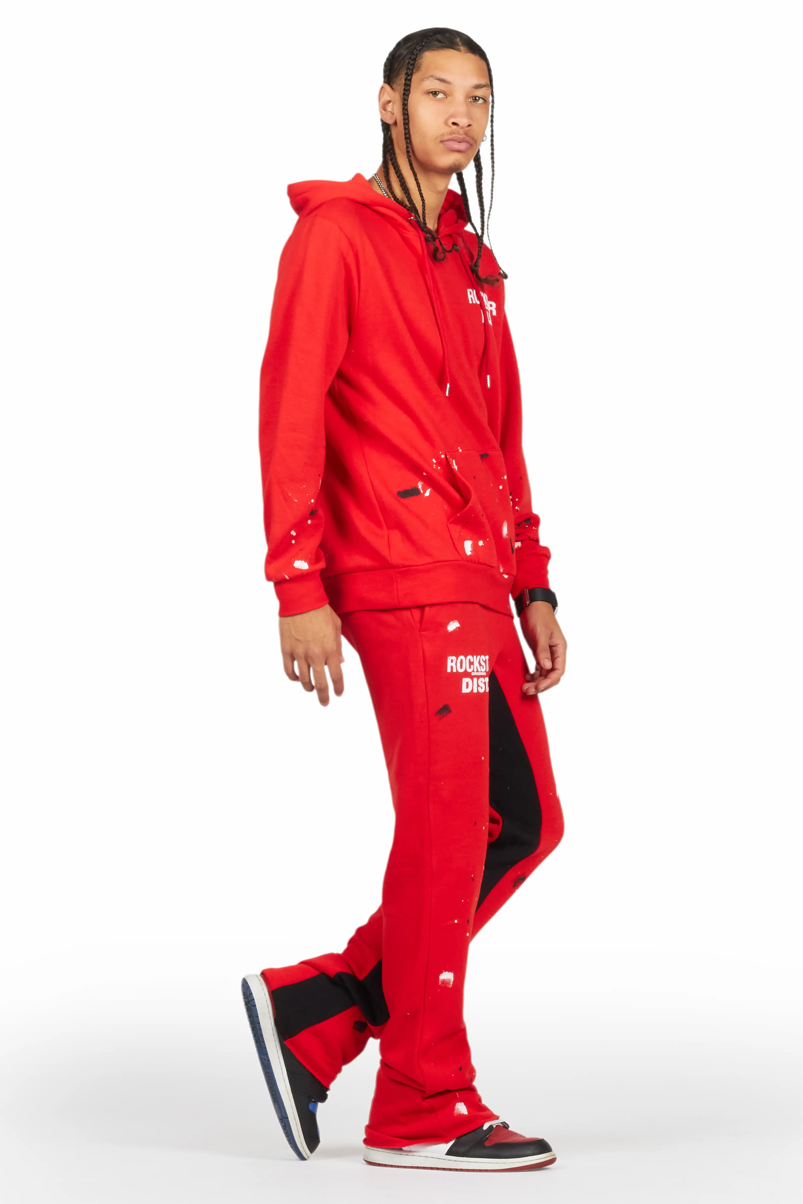 Jaco Red Hoodie Baggy Fit Pant Track Set - Image 3