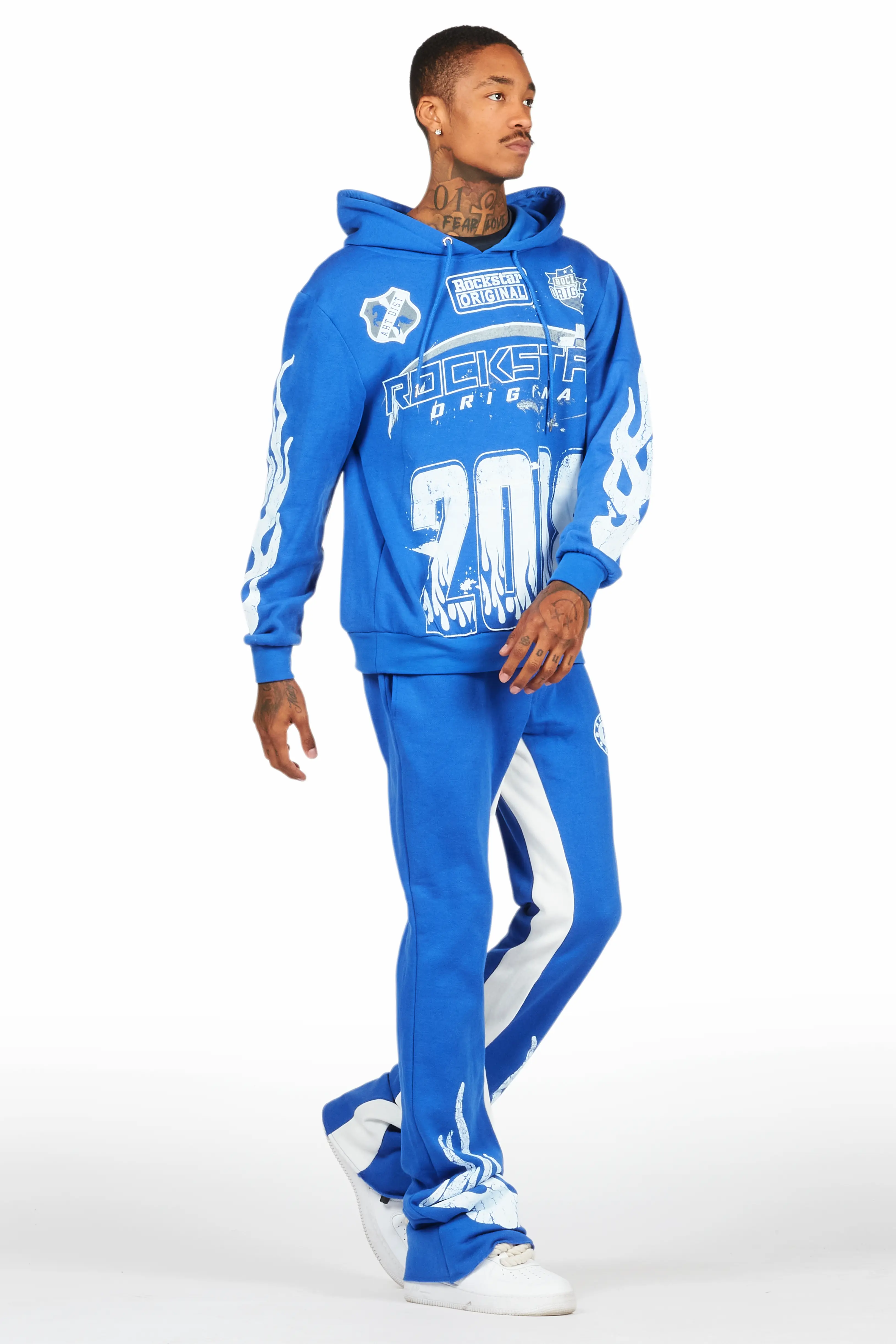 Amos Royal Blue Hoodie/Baggy Track Pant Set - Image 7