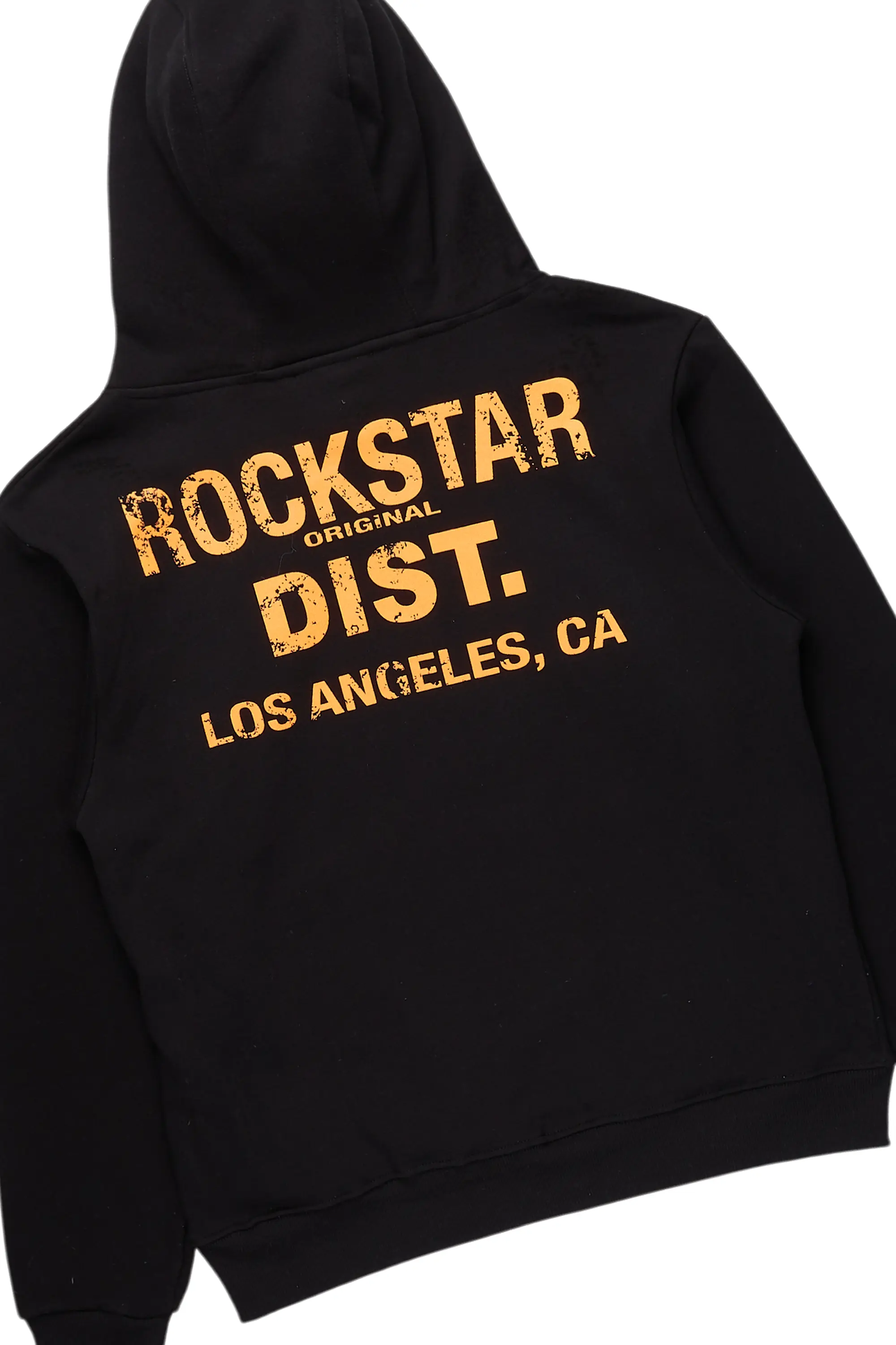 Folly Black/Orange Hoodie/Baggy Stacked Flare Pant Set - Image 9