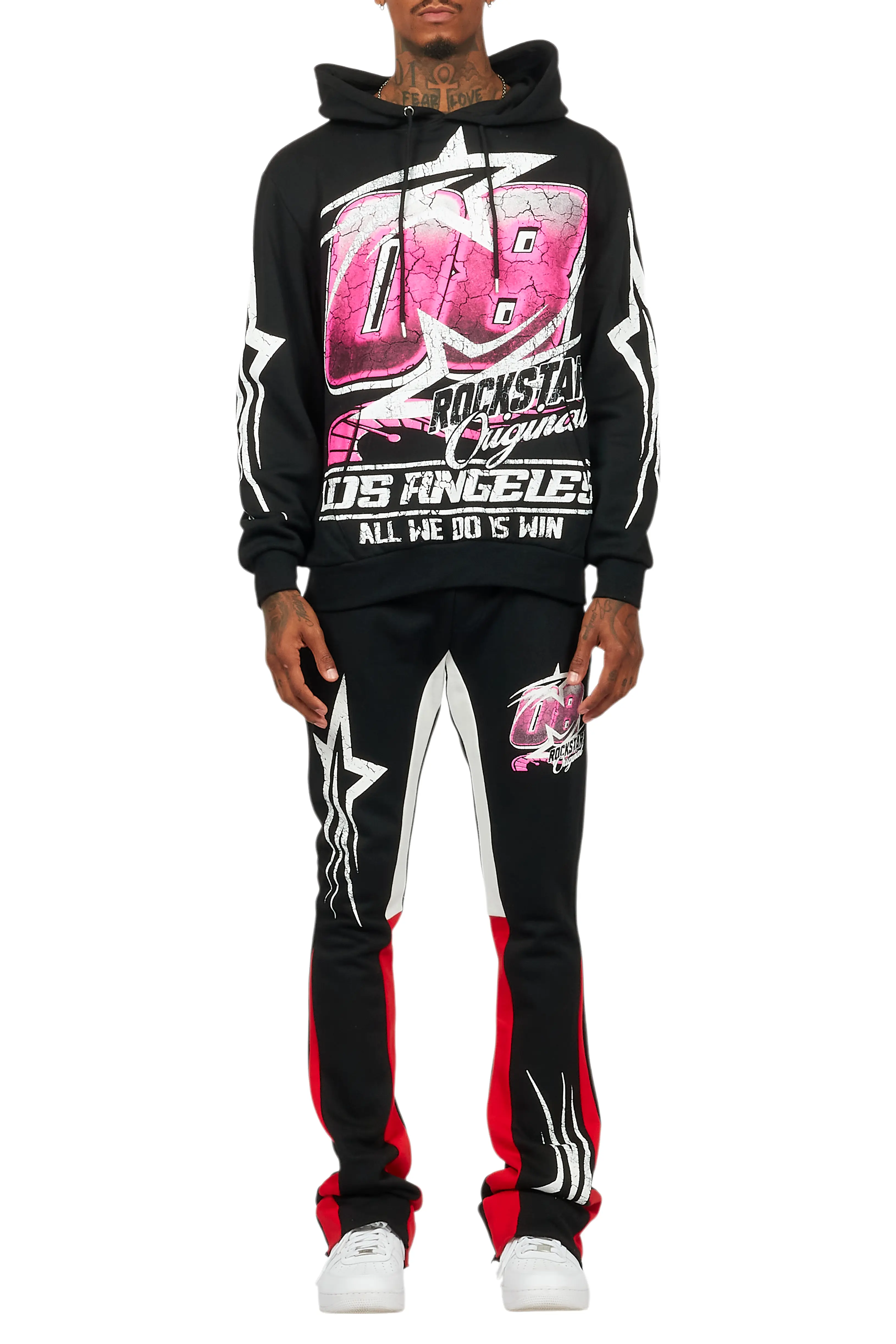 Kastell Black Hoodie/Stacked Flare Track Pant Set - Image 9