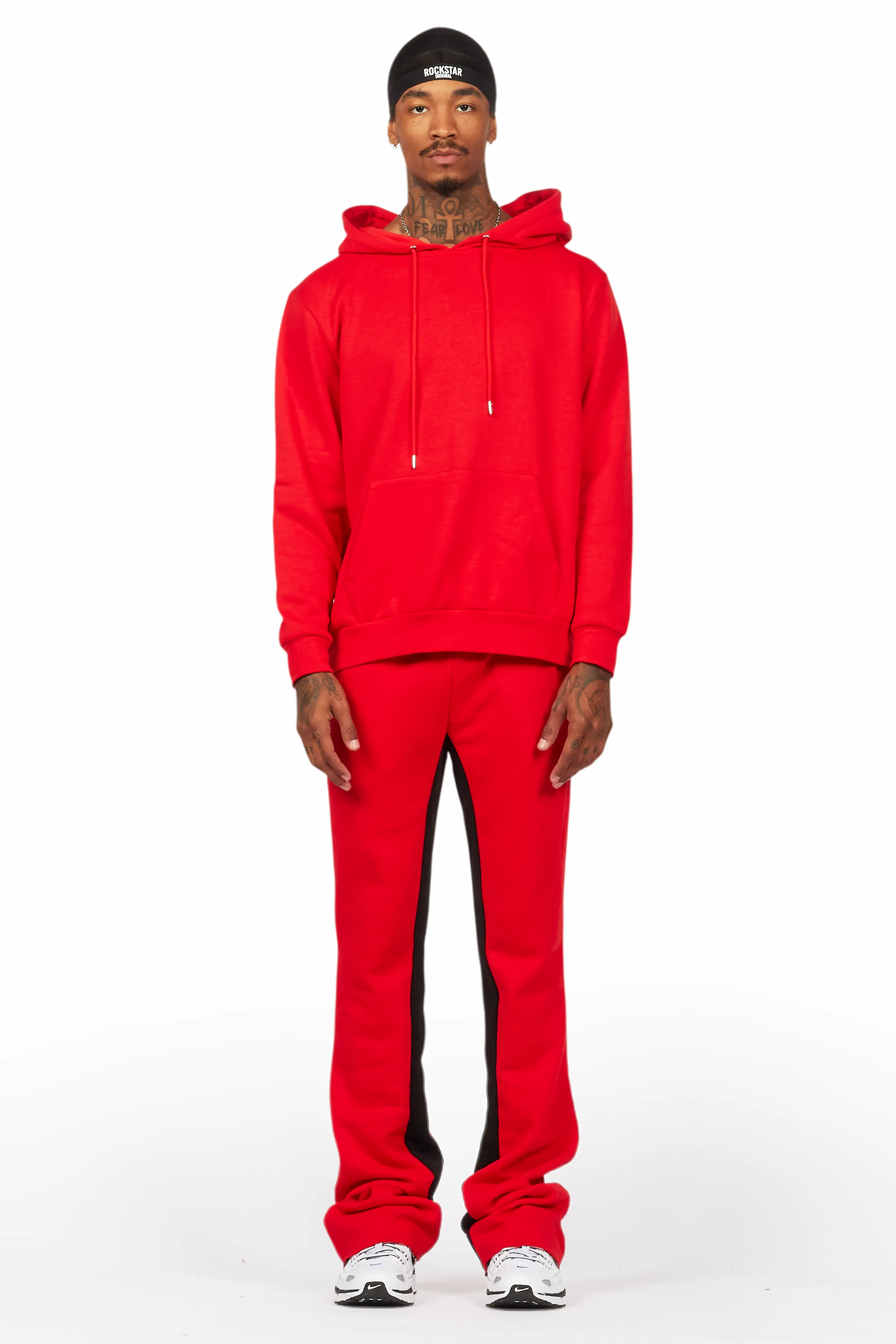 Basic Red Hoodie/Baggy Track Pant Set - Image 2