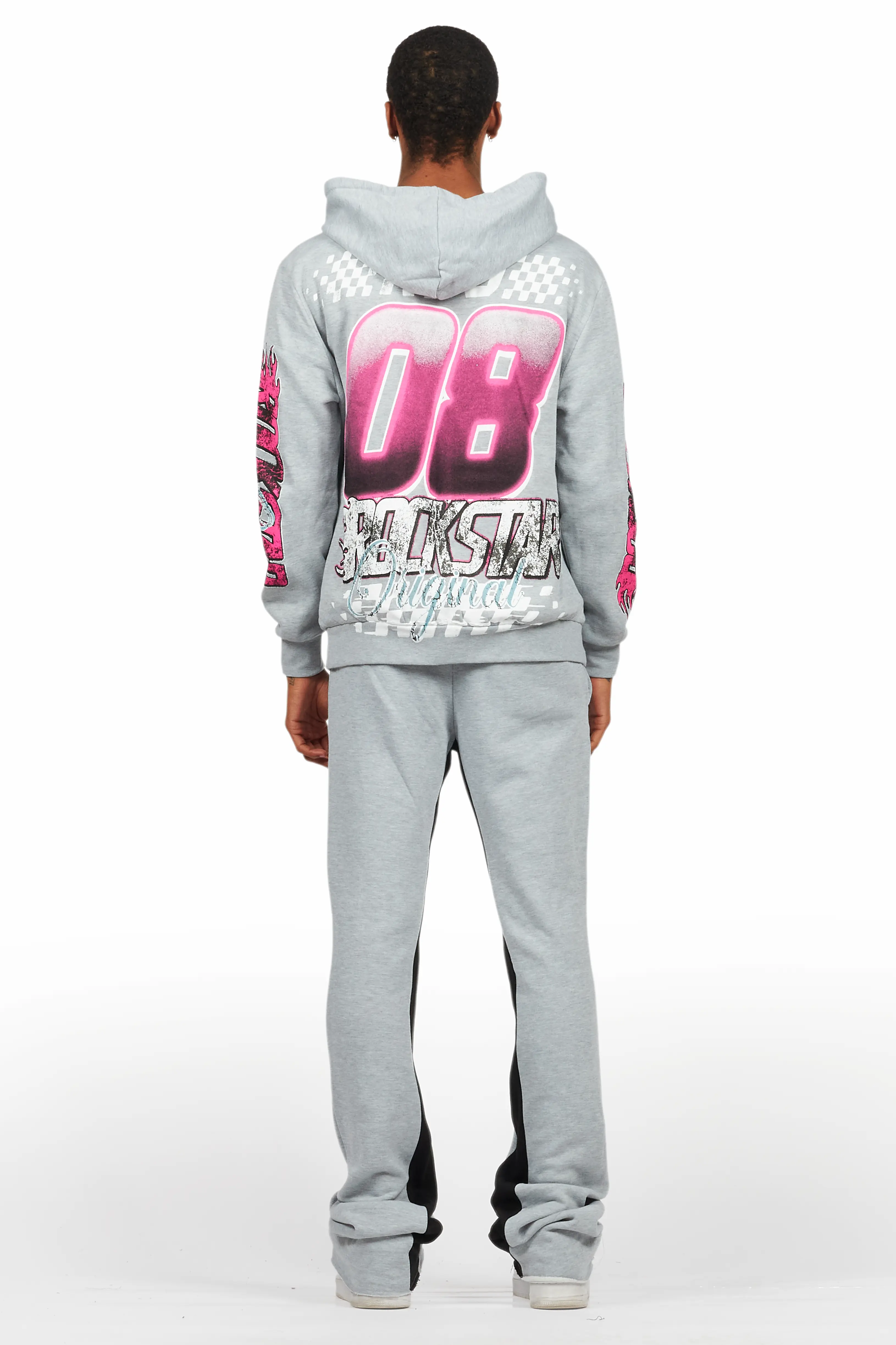 Theo Heather Grey Hoodie/Baggy Fit Track Pant Set - Image 4