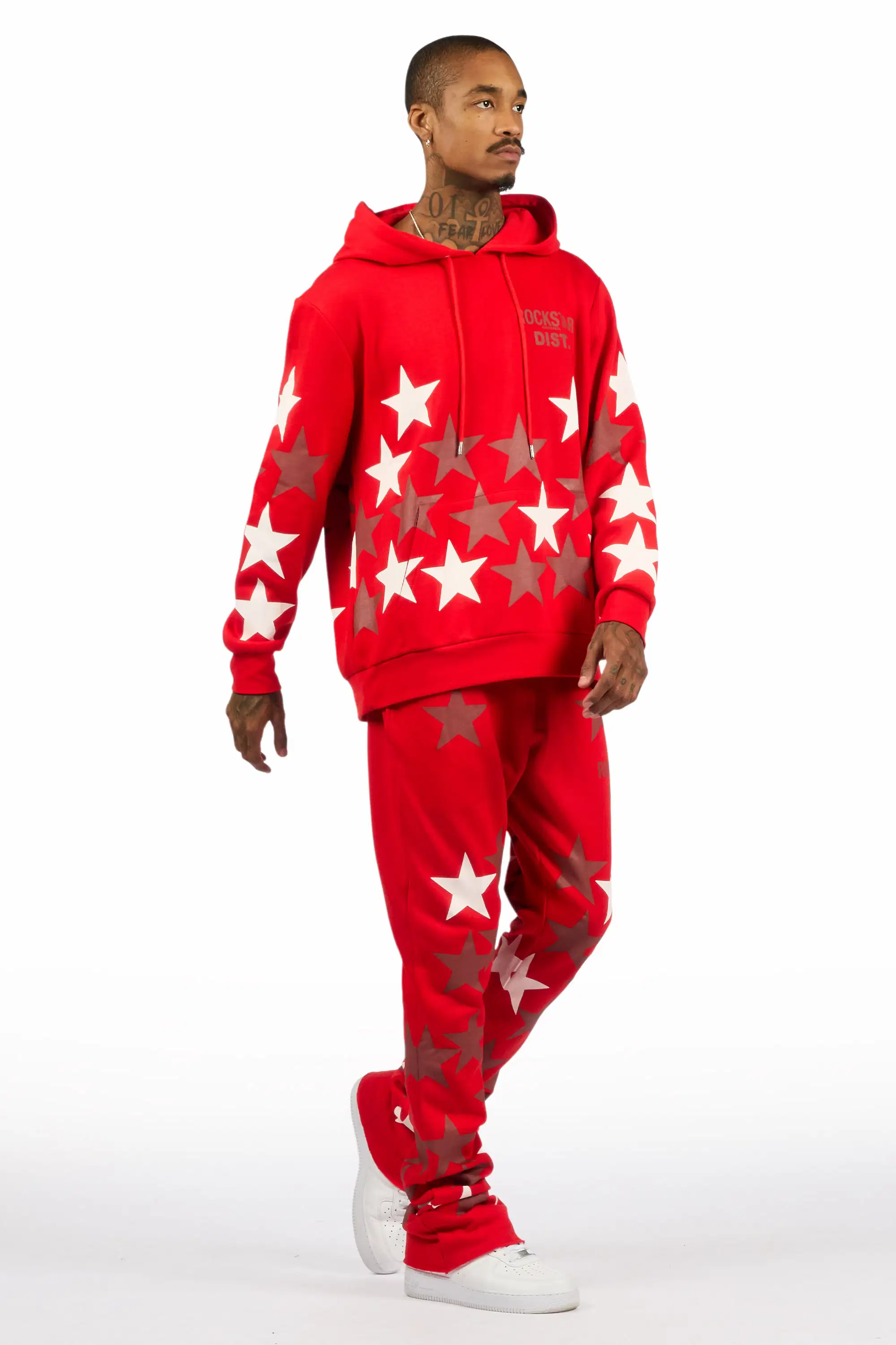 Starlane Red Hoodie Stacked Flare Fit Track Set - Image 3