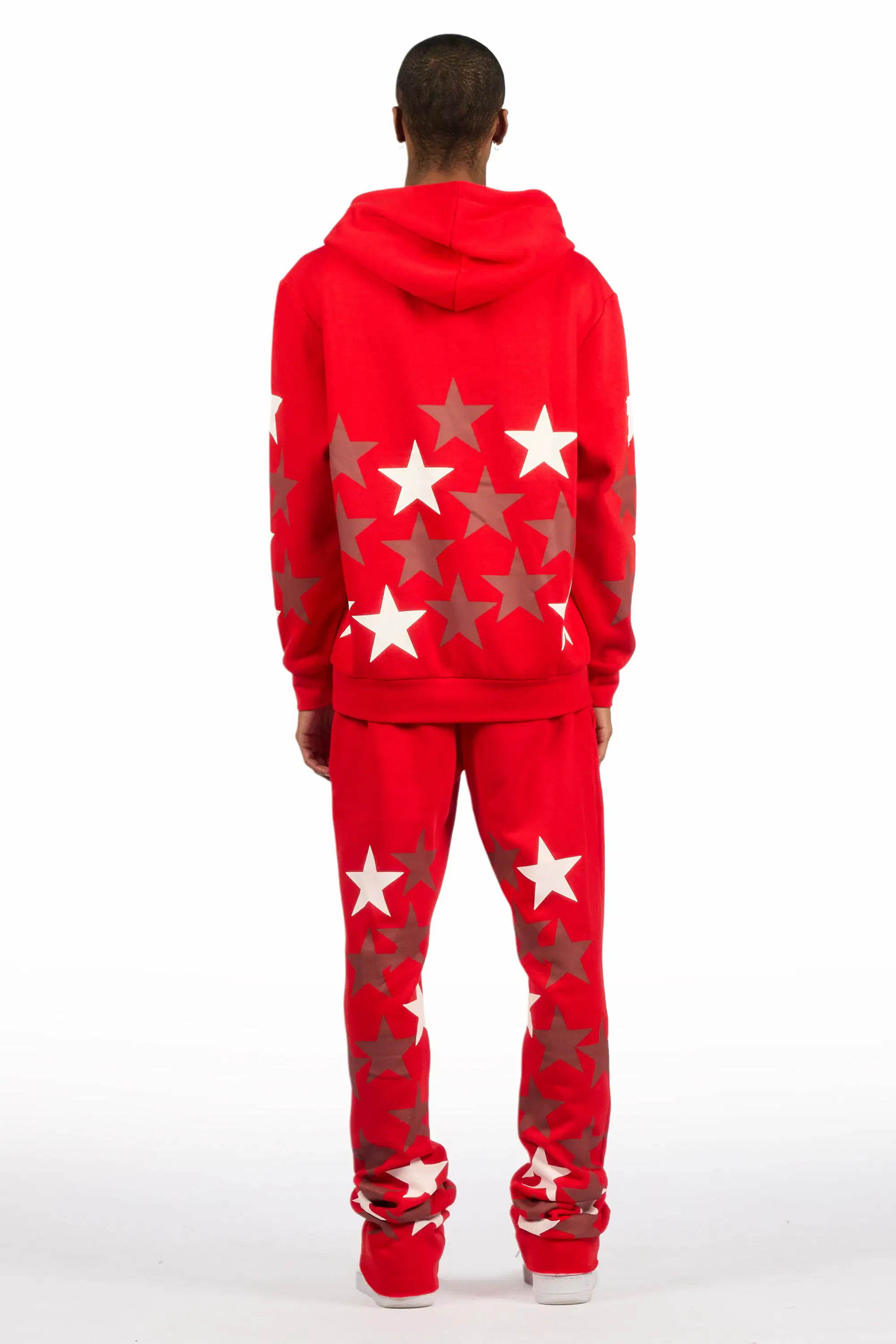 Starlane Red Hoodie Stacked Flare Fit Track Set - Image 4