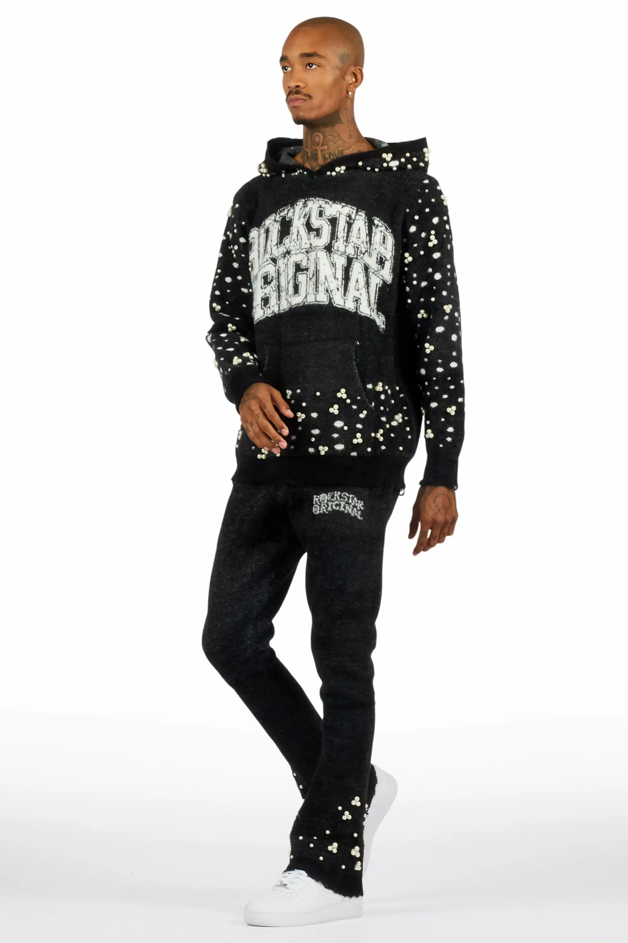 Peril Black Pearl Stone Hoodie Stacked Flare Track Set - Image 5