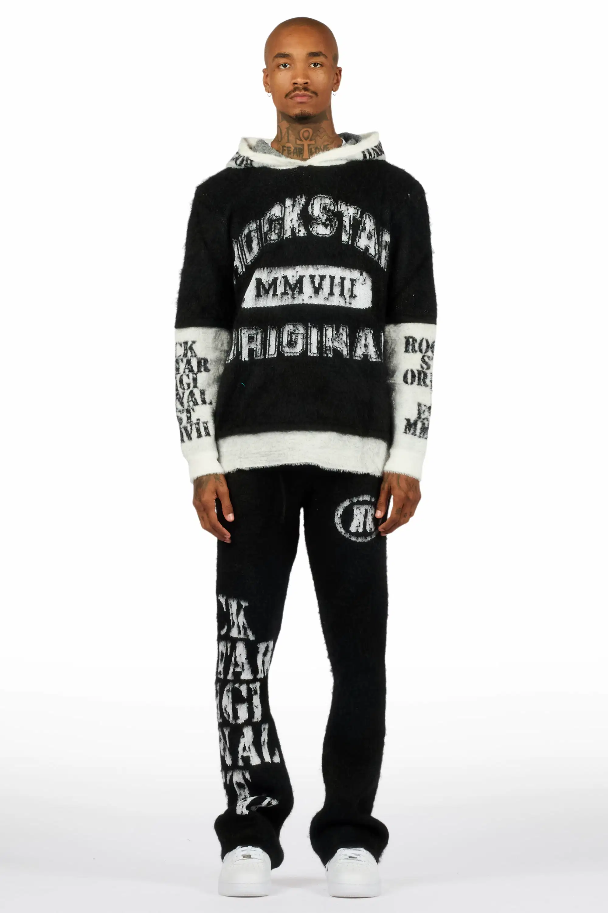 Steri Black Mohair Hoodie Stacked Flare Track Set - Image 2