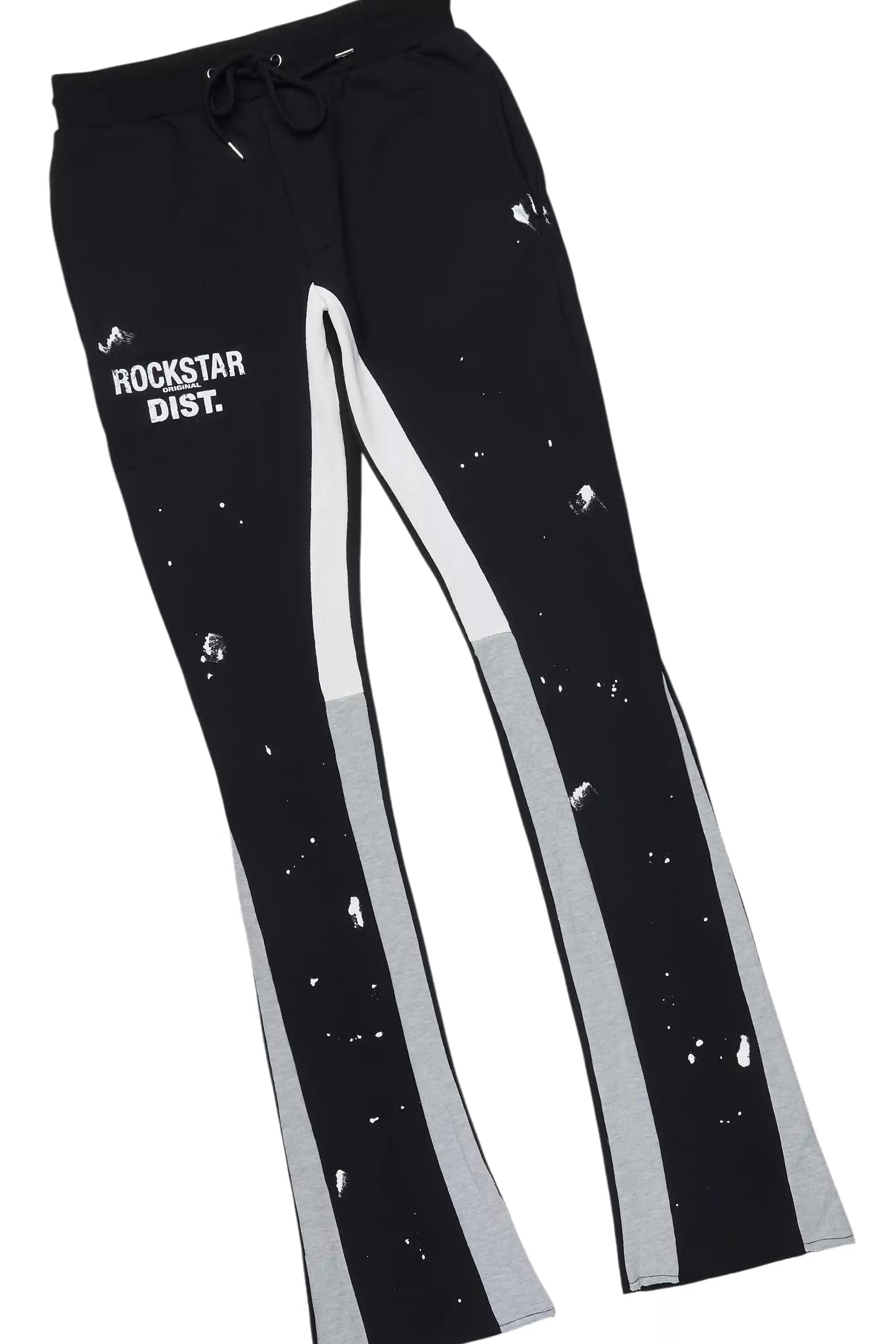 Raffer Black/White Hoodie/Stacked Track Pant Set - Image 4