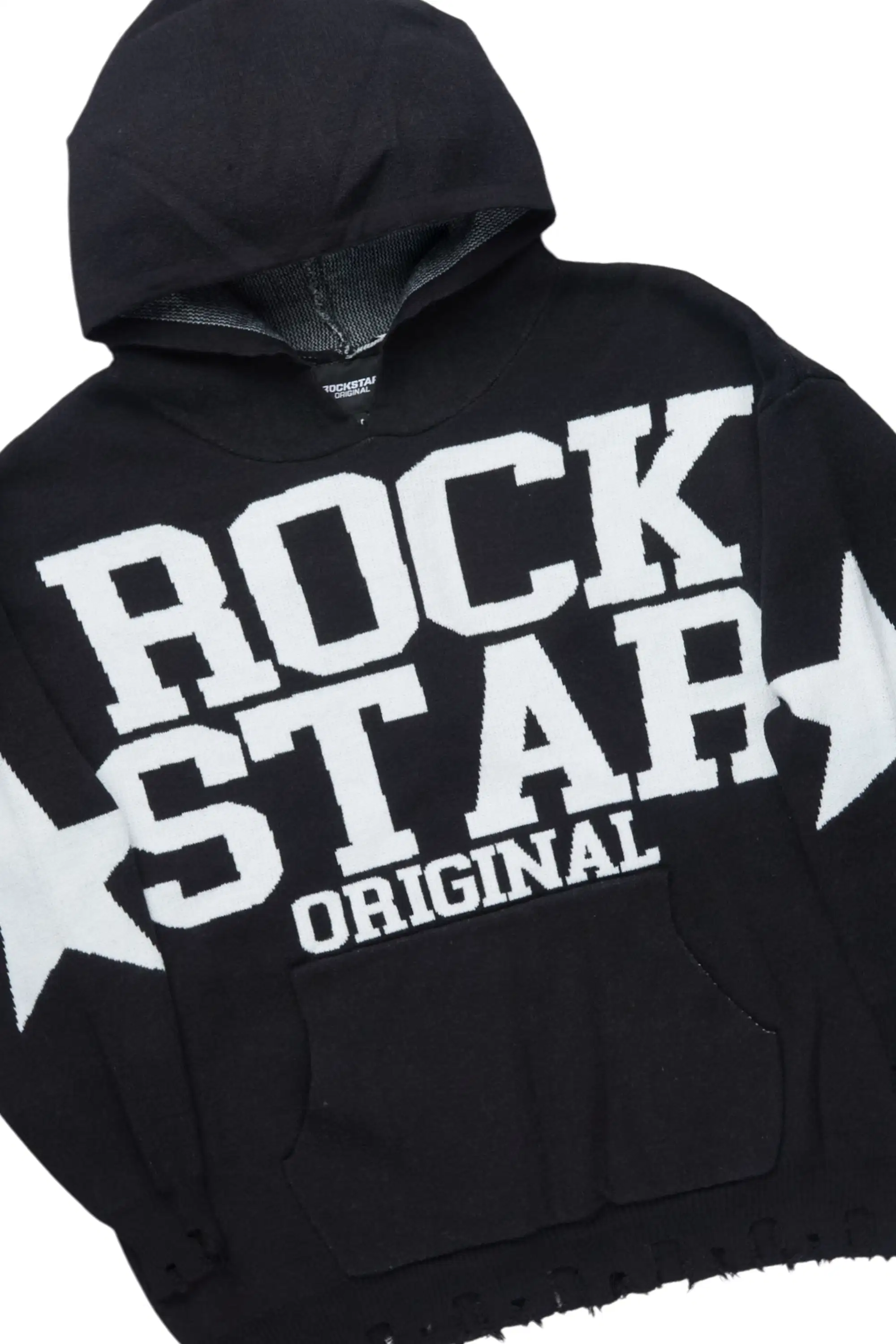 Outlaw Black Hoodie Stacked Flare Knitted Set - Image 2