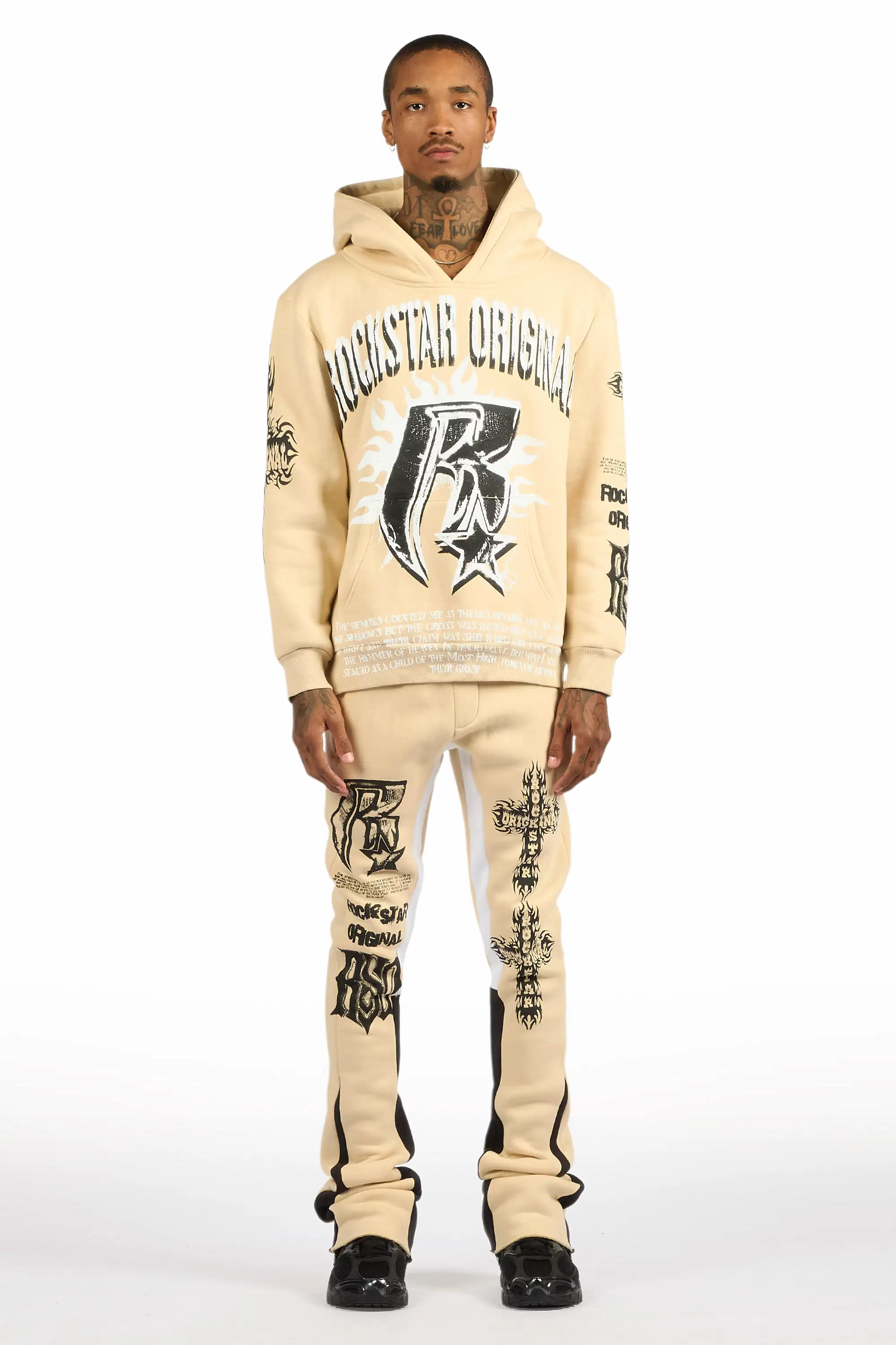 Raxil Beige/Black Hoodie/Stacked Track Set - Image 2
