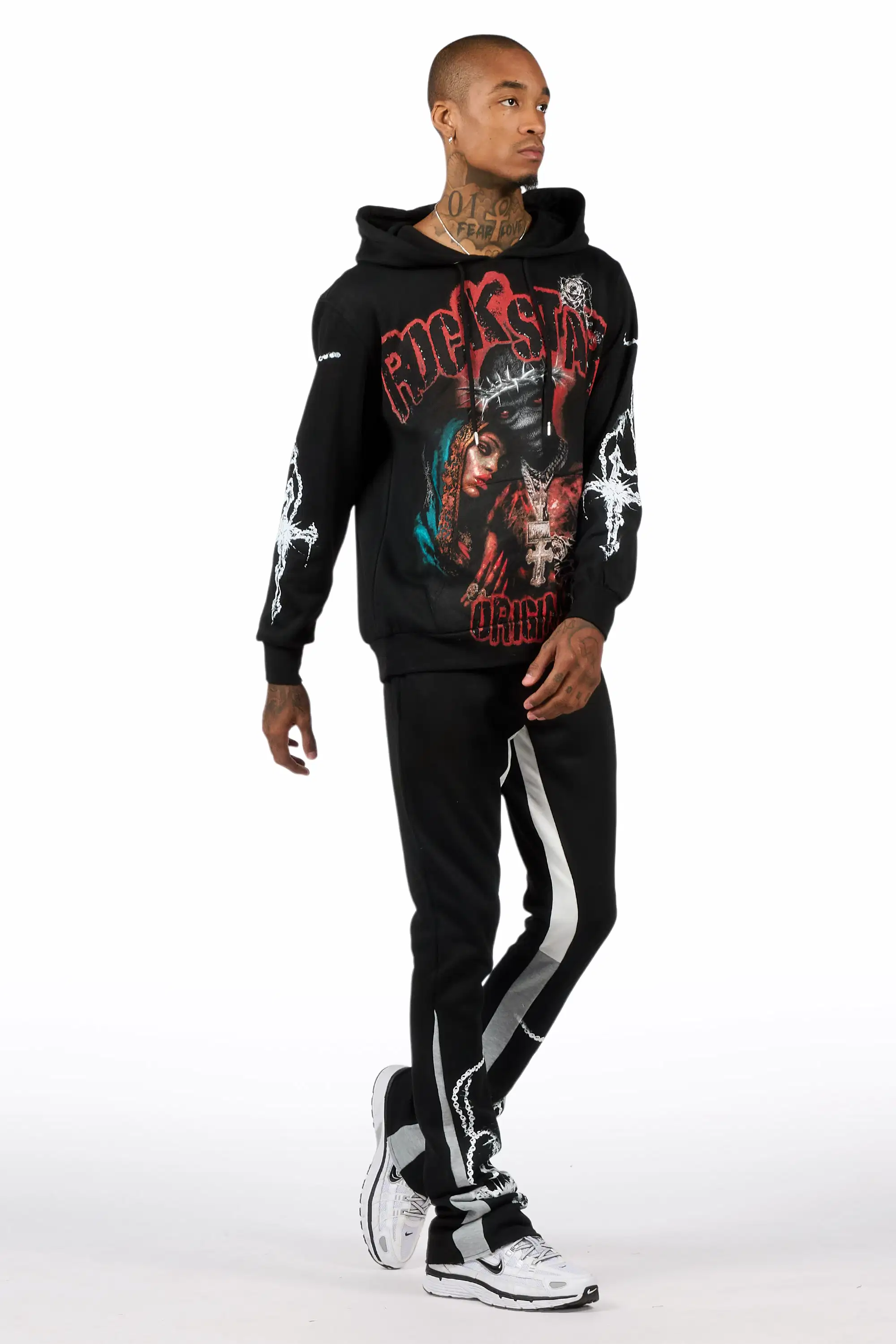 Vontae Black/Grey Hoodie/Stacked Flare Track Set - Image 3