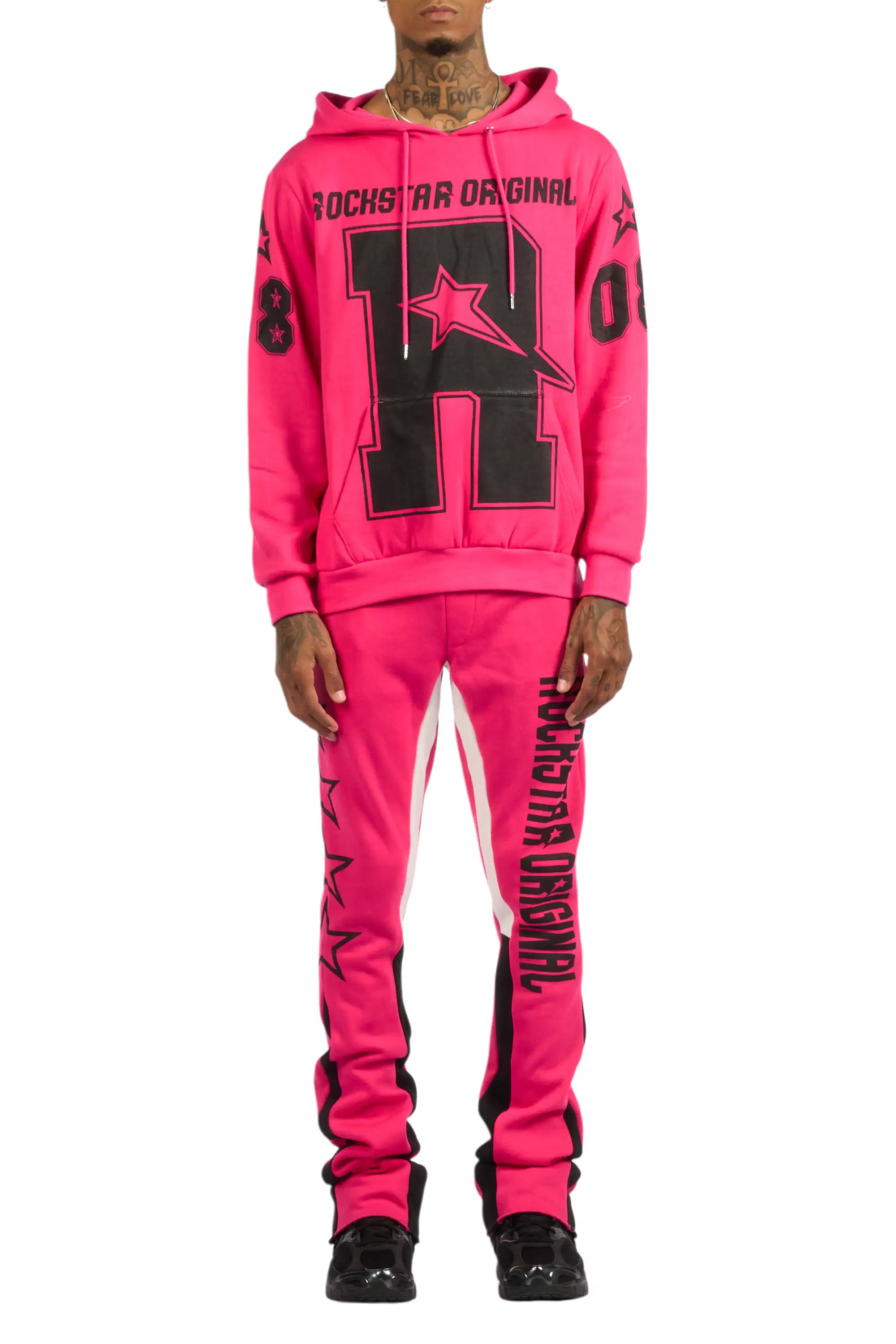 Skender Fuchsia/Black Hoodie/Stacked Flare Track Set - Image 9