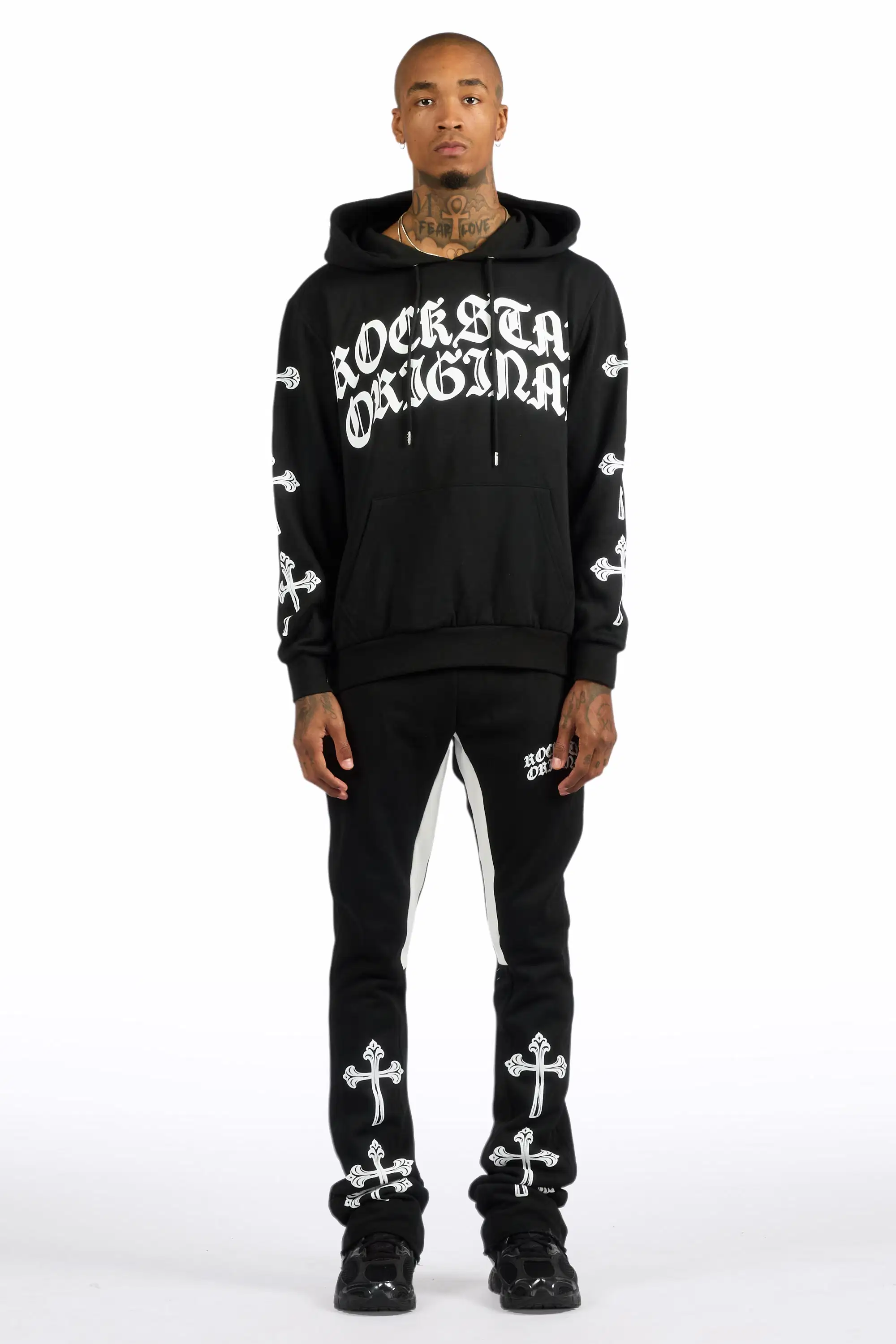 Michael Black/White Hoodie/Stacked Flare Track Set - Image 2