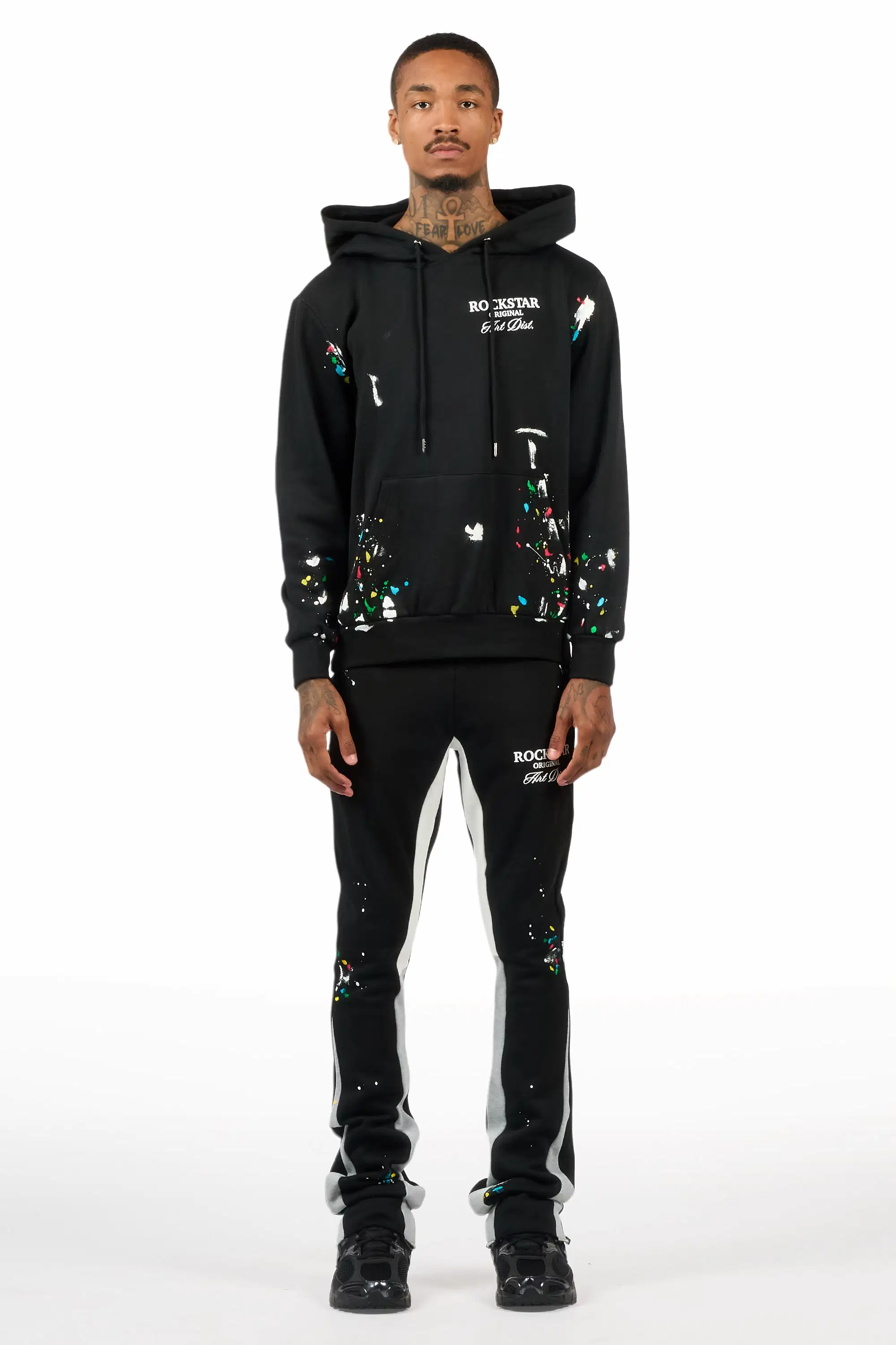 Art Dist 2.0 Black/Grey Hoodie/Stacked Flare Track Set - Image 2