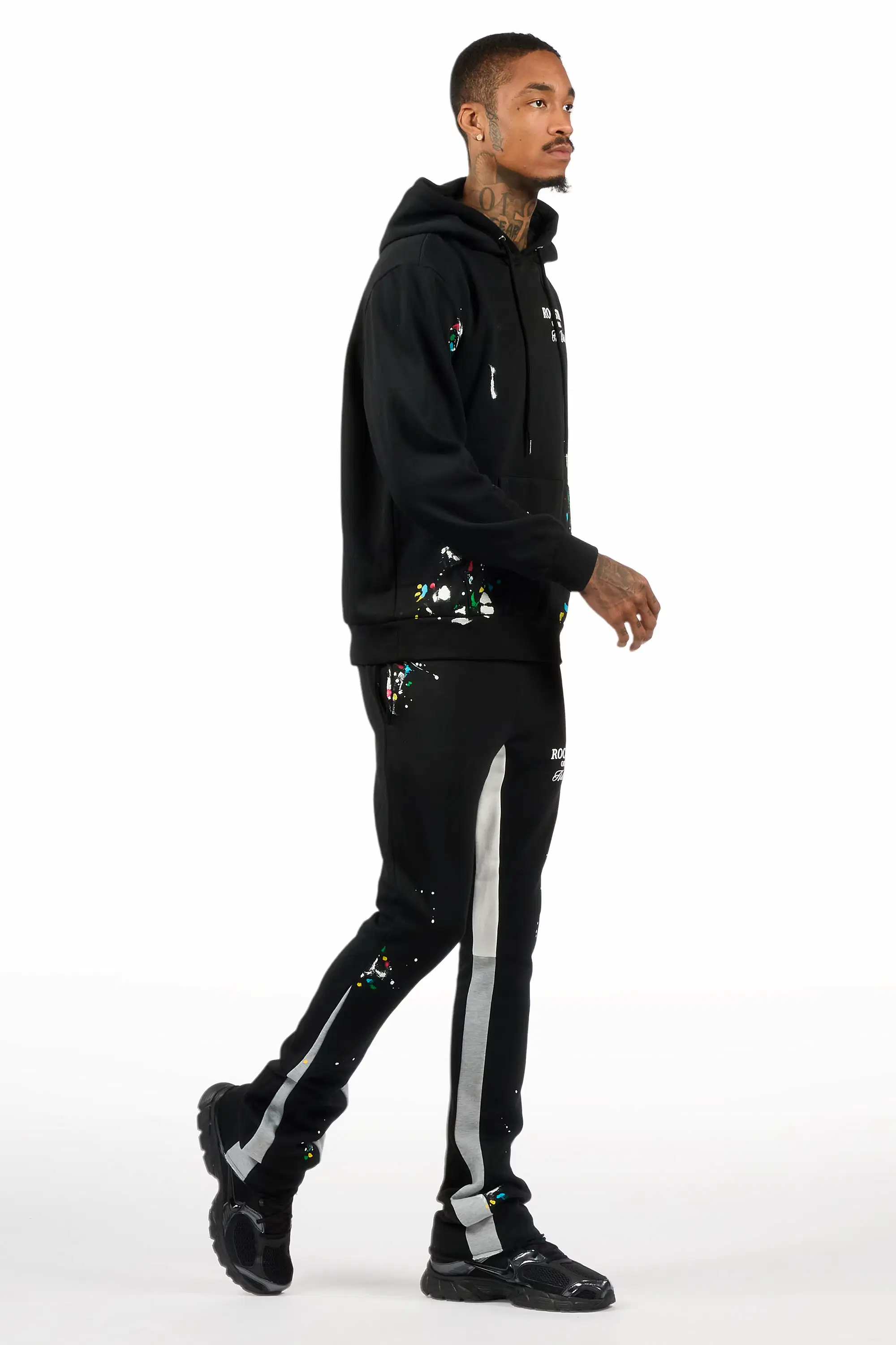 Art Dist 2.0 Black/Grey Hoodie/Stacked Flare Track Set - Image 3