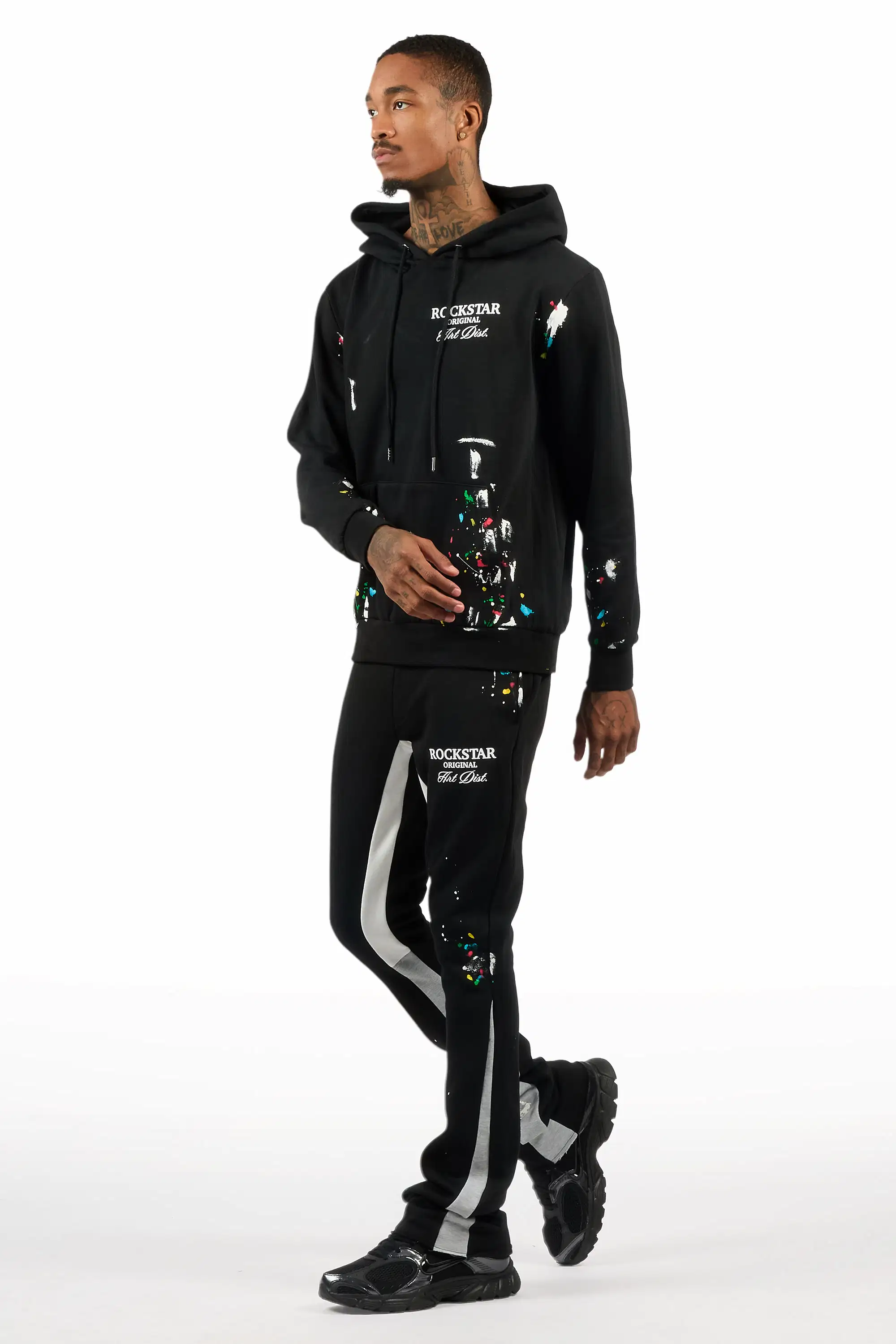Art Dist 2.0 Black/Grey Hoodie/Stacked Flare Track Set - Image 5