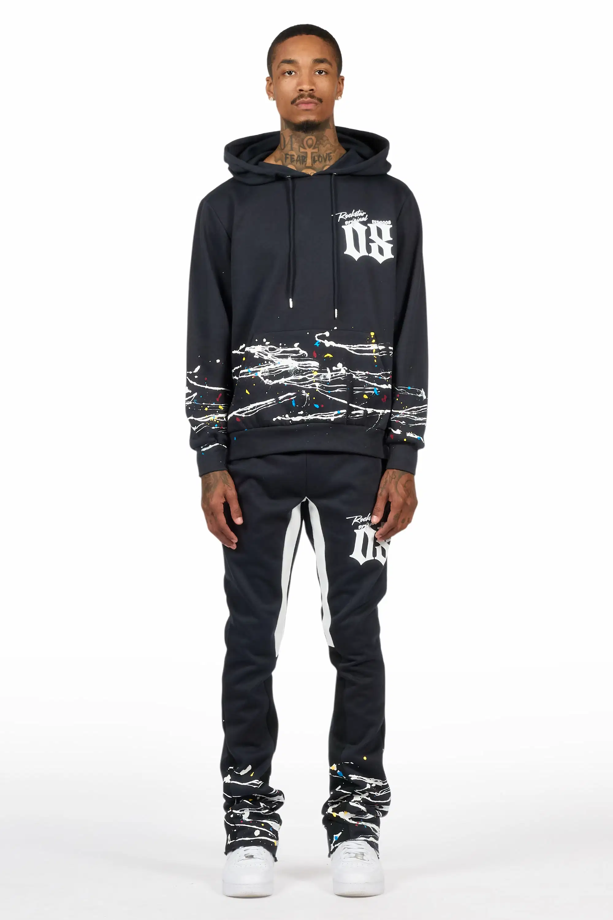 Horia Charcoal/Multi Hoodie/Stacked Flare Track Set - Image 2