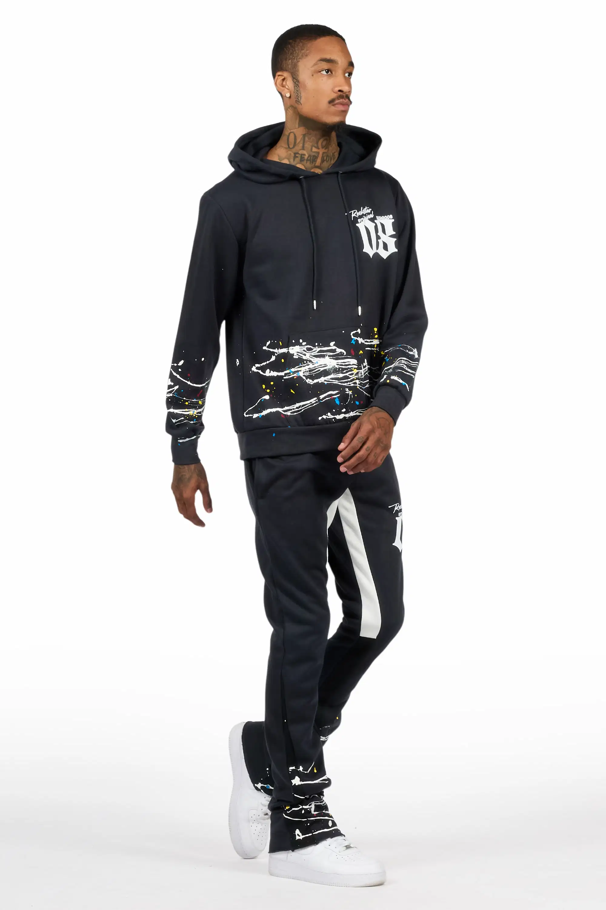 Horia Charcoal/Multi Hoodie/Stacked Flare Track Set - Image 3