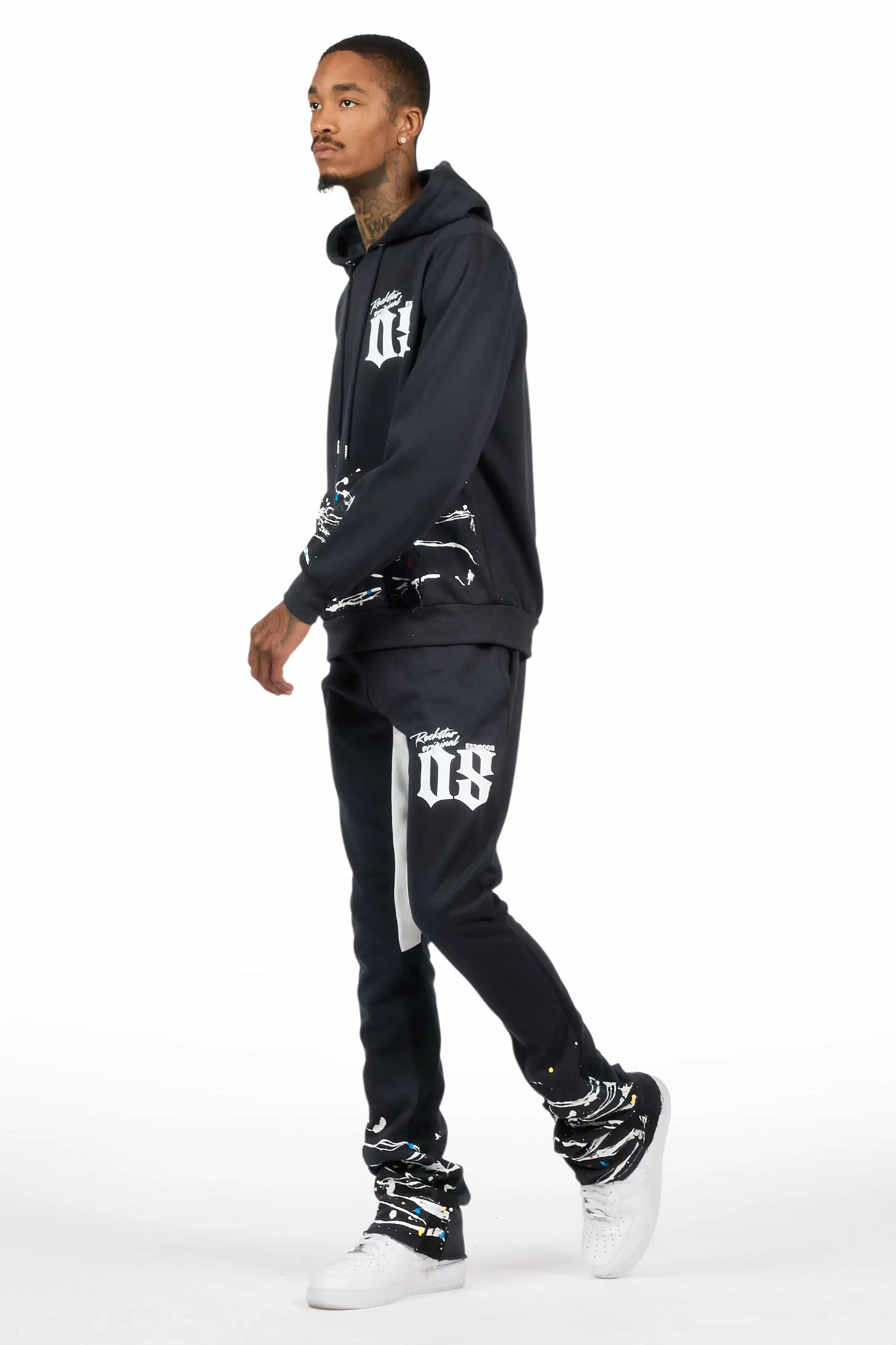 Horia Charcoal/Multi Hoodie/Stacked Flare Track Set - Image 5
