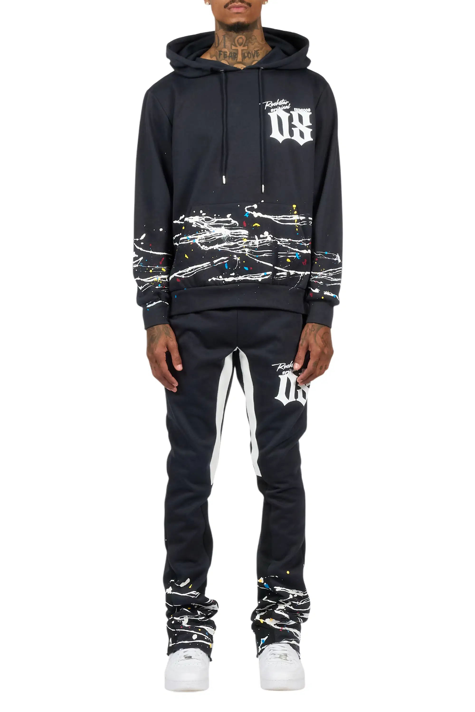 Horia Charcoal/Multi Hoodie/Stacked Flare Track Set - Image 8