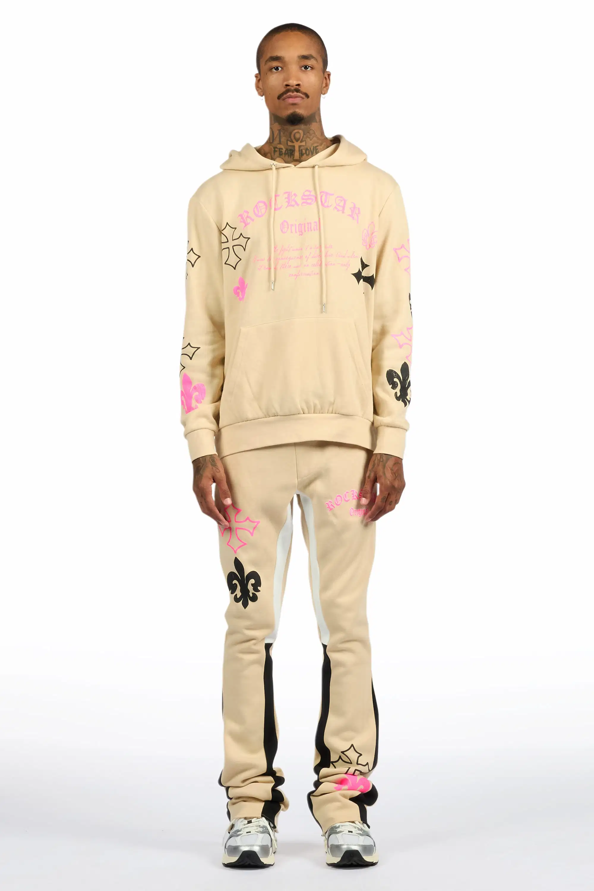 Tieran Beige/Multi Hoodie/Stacked Flare Track Set - Image 2