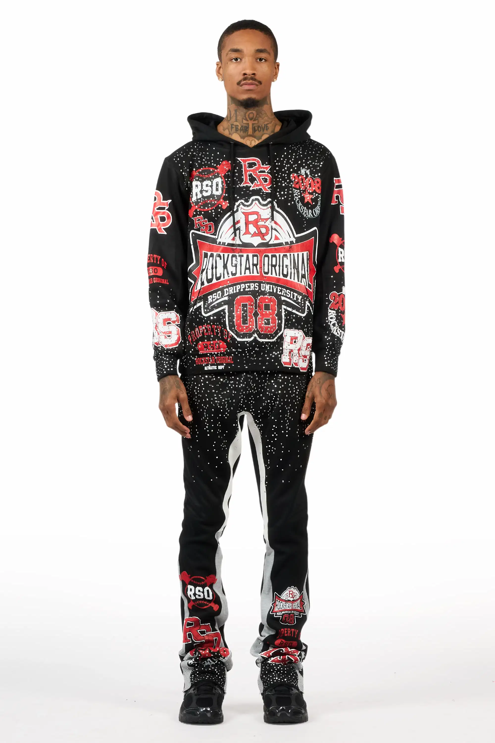 Mavrix Black Rhinestone Hoodie/Stacked Flare Track Set - Image 3