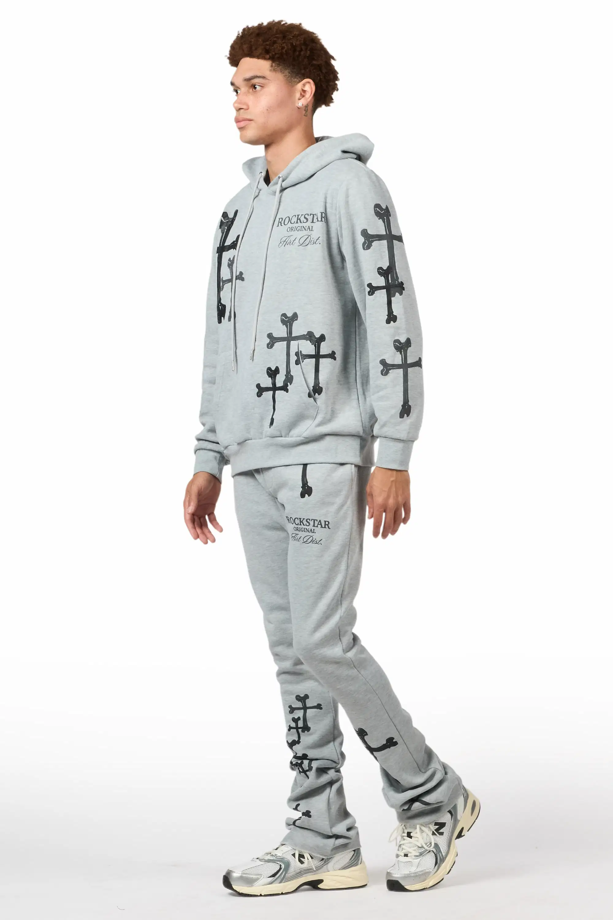 Olivier 2.0 Heather Grey Hoodie/Stacked Flare Track Set - Image 5