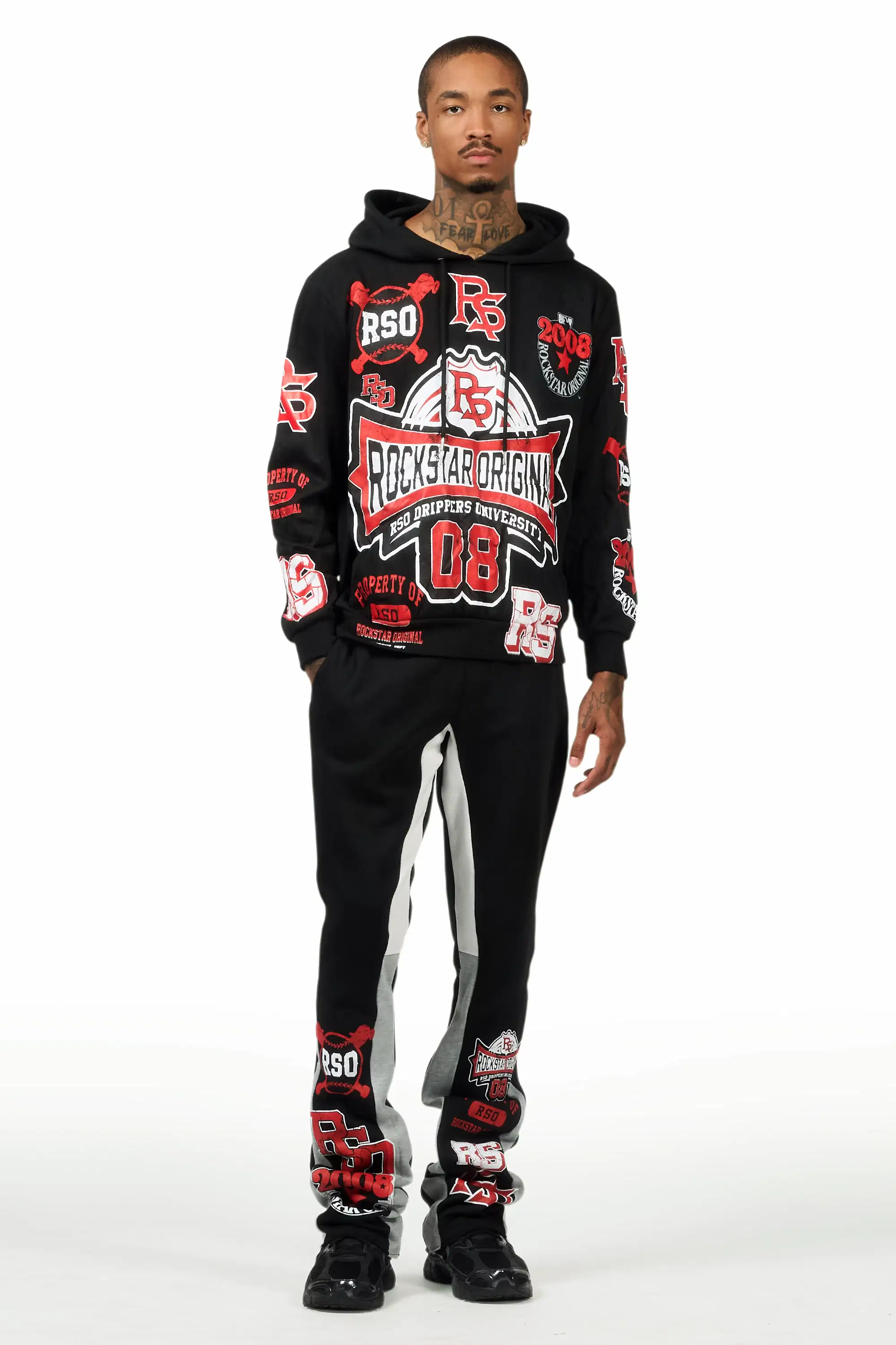Mavrix Black Hoodie/Stacked Flare Track Set - Image 2
