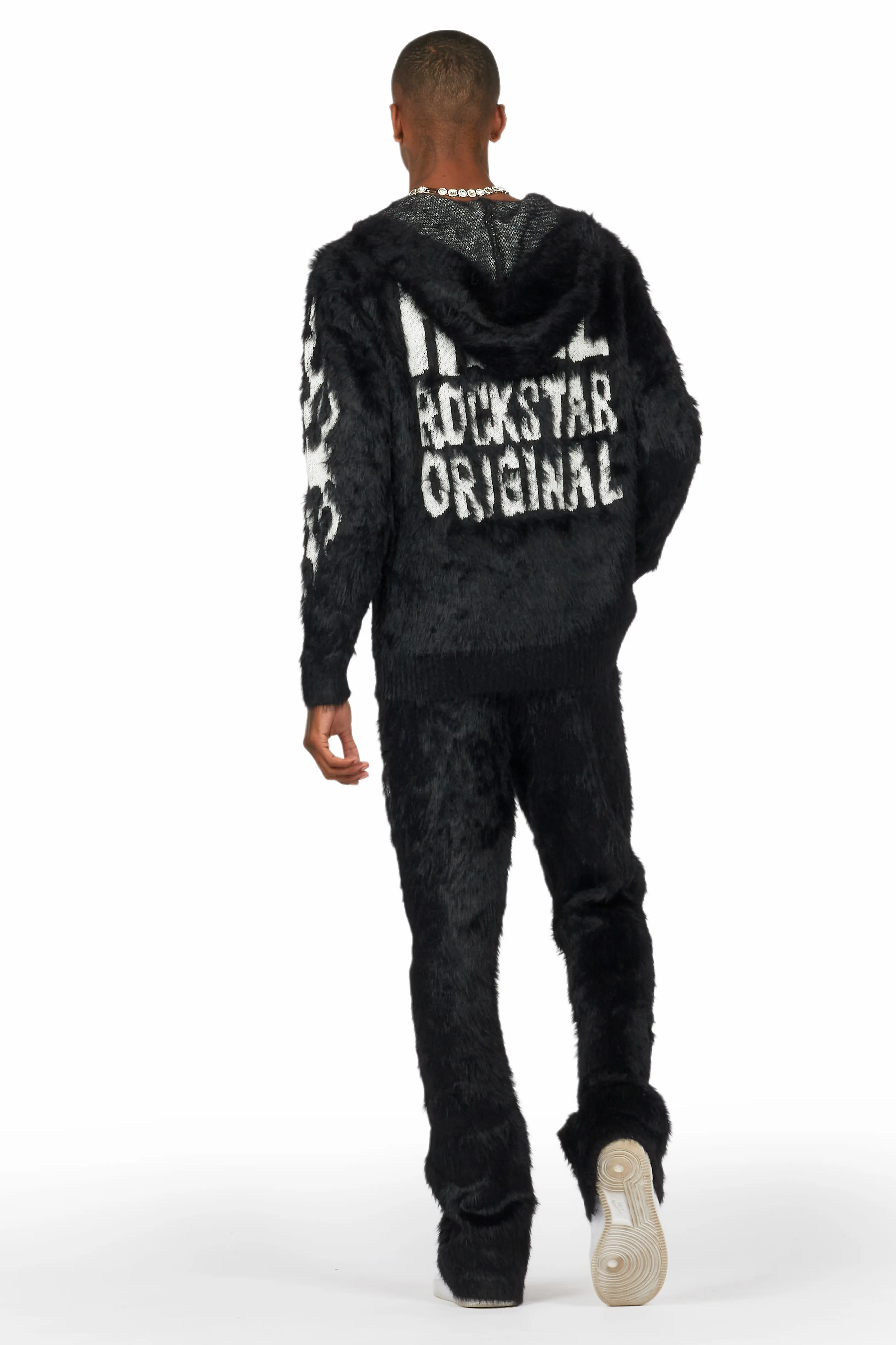 Toshio Black Stacked Flare Knitted Mohair Track Set - Image 5
