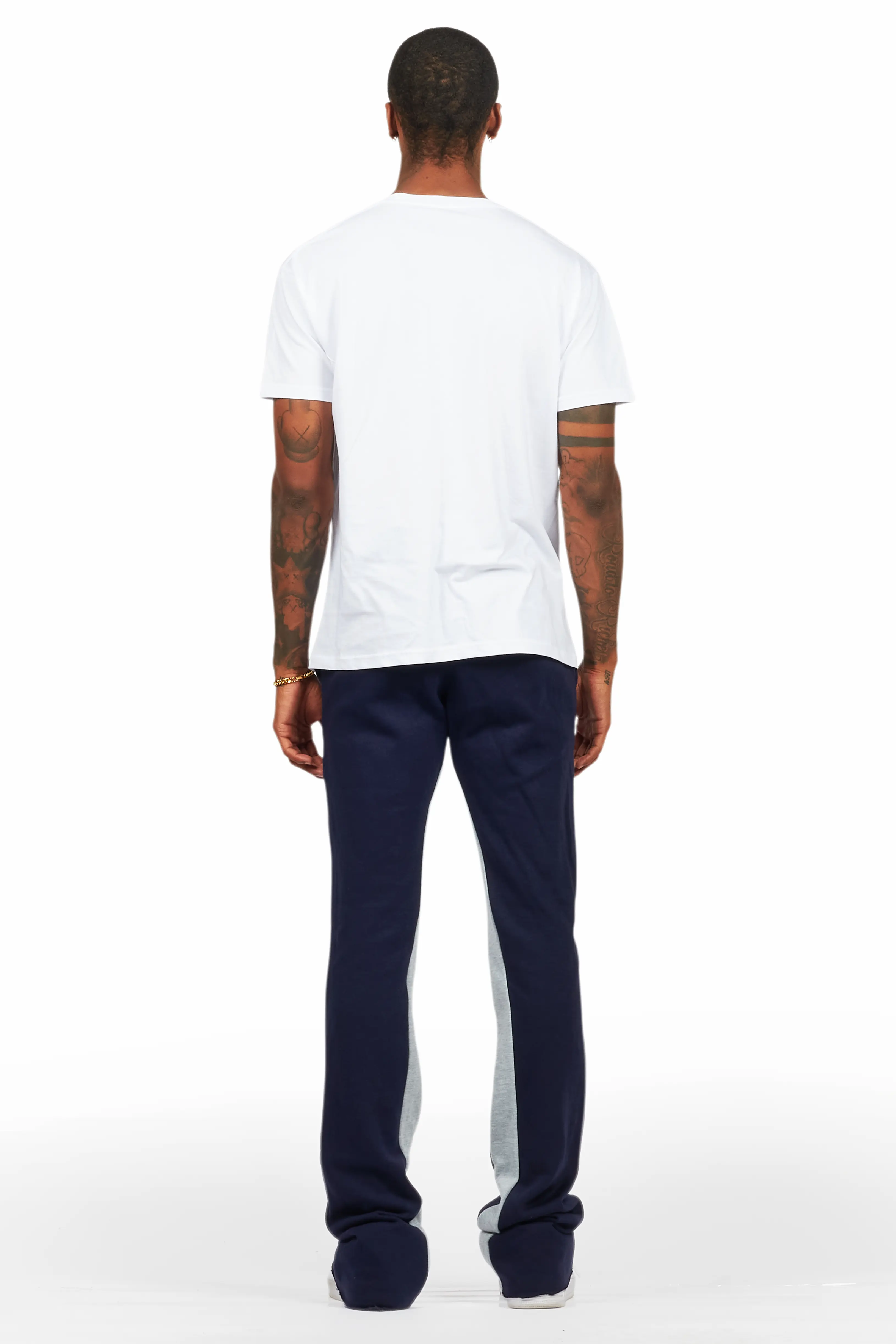 Kastell White/Navy T-Shirt/Stacked Baggy Track Pant Set - Image 4