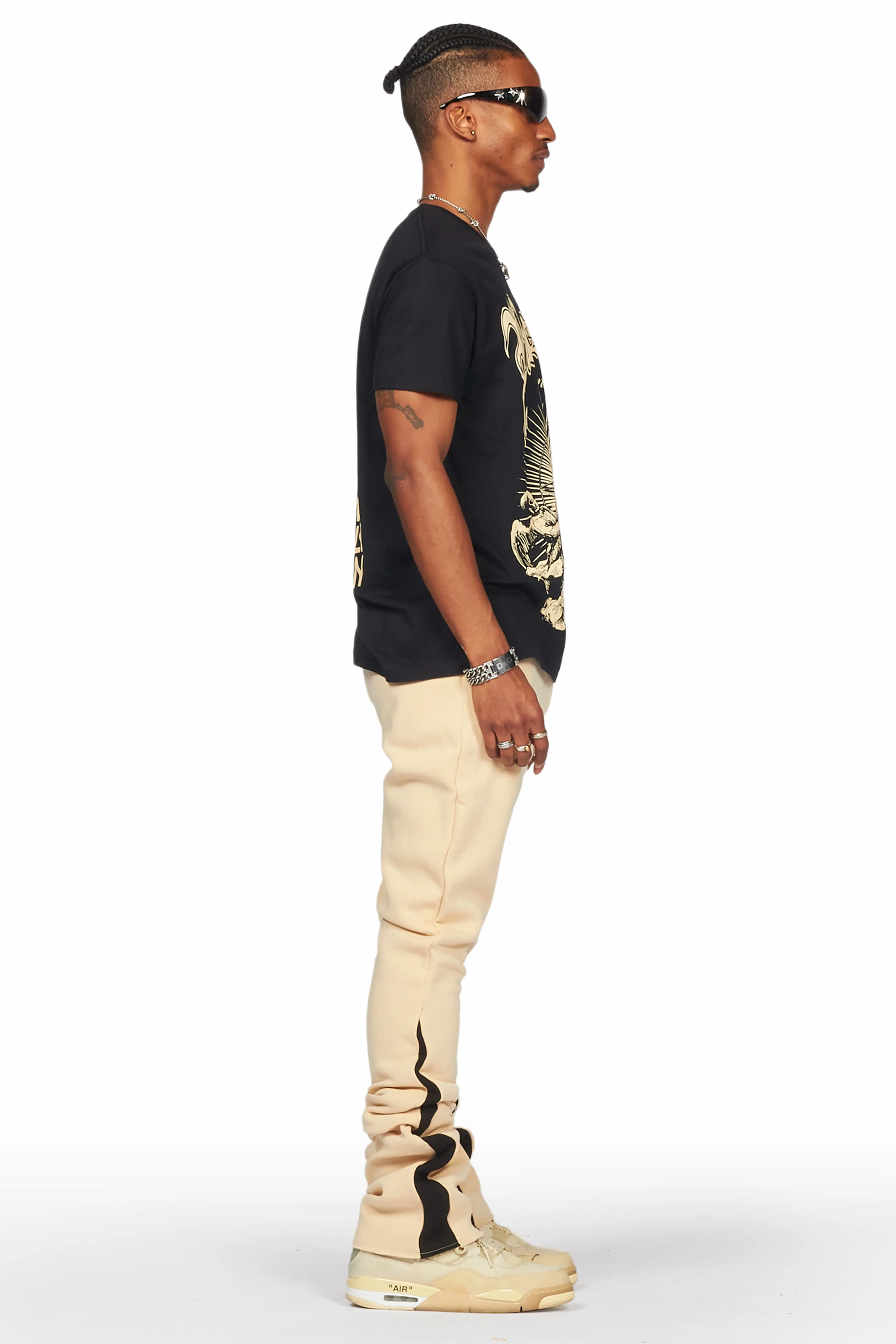 Yarden Black/Beige T-Shirt Stacked Flare Track Set - Image 5