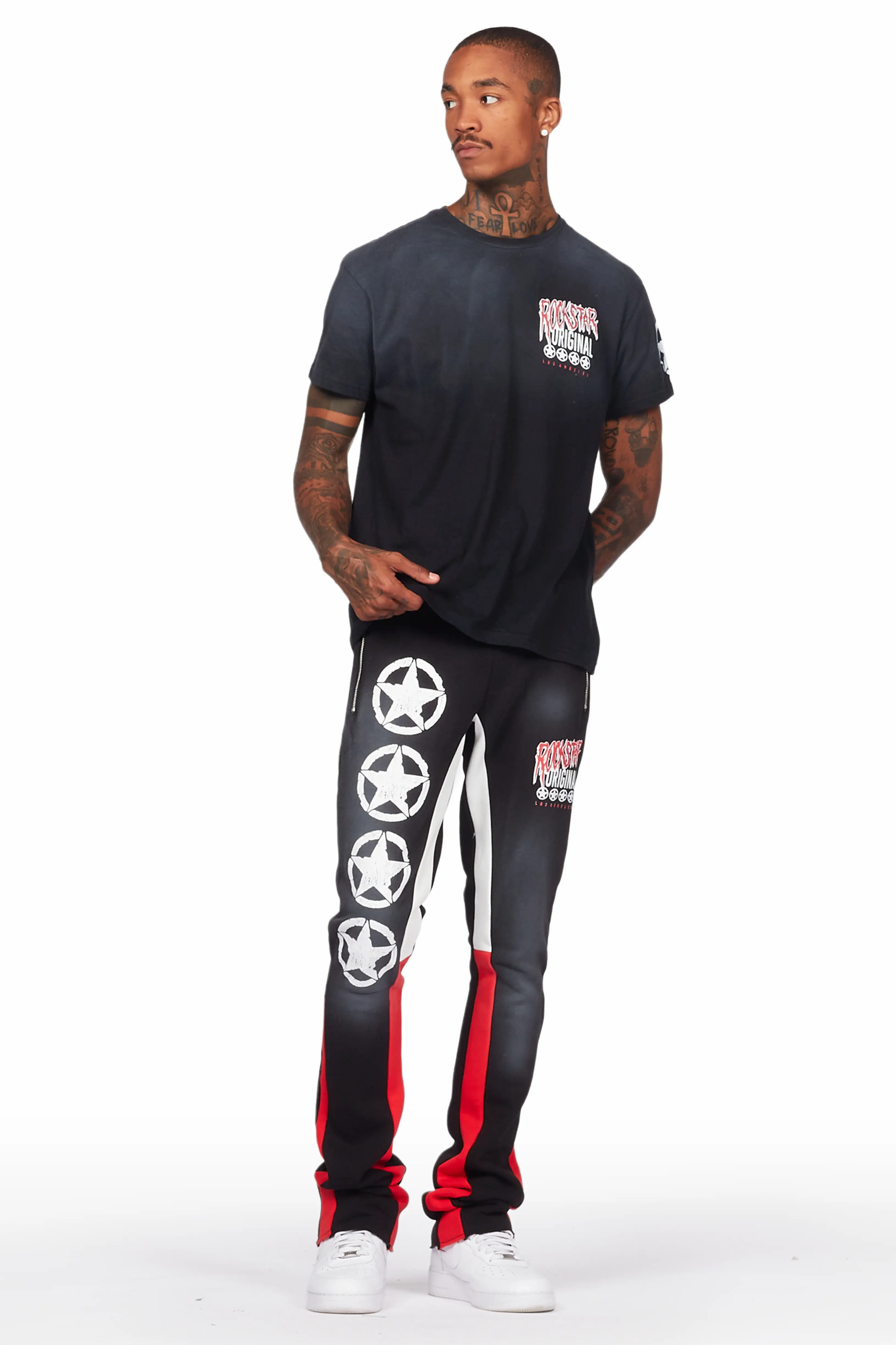 Wizzurd Black T-Shirt/Stacked Flare Pant Set - Image 2