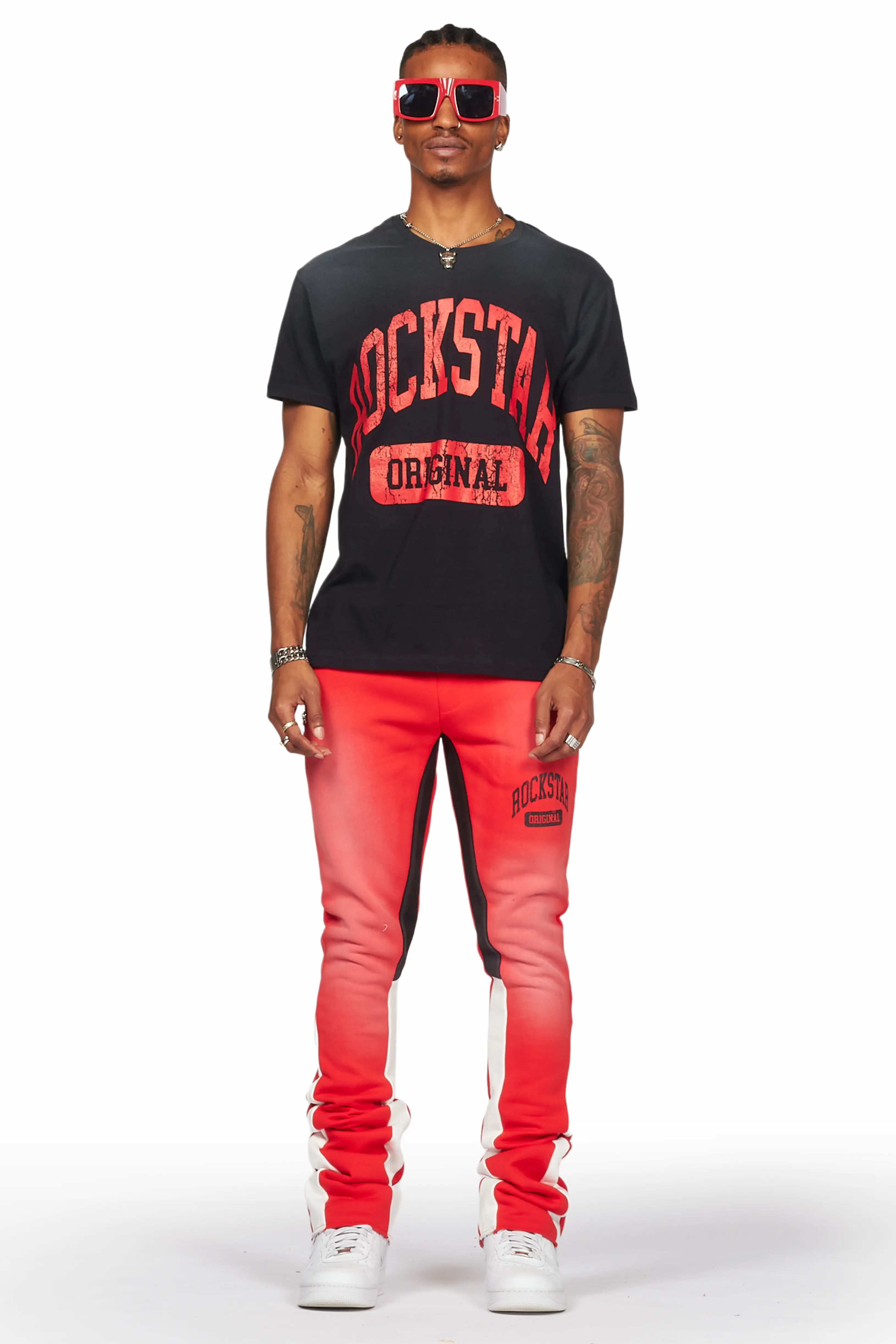 Members Black/Red T-Shirt/Stacked Flare Pant Set - Image 2